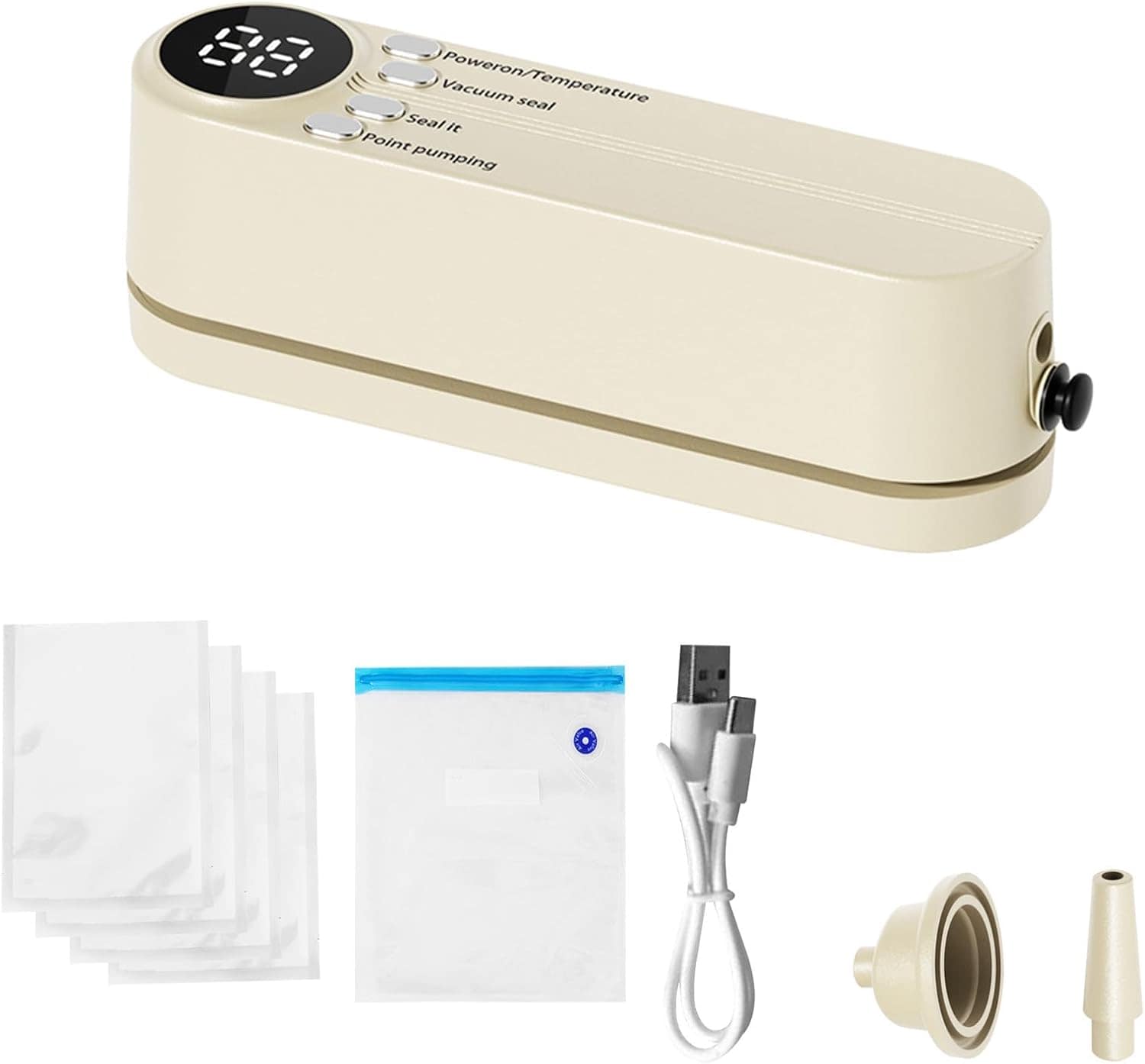 Mini seladora de bolsa, seladora a vácuo portátil sem fio co...