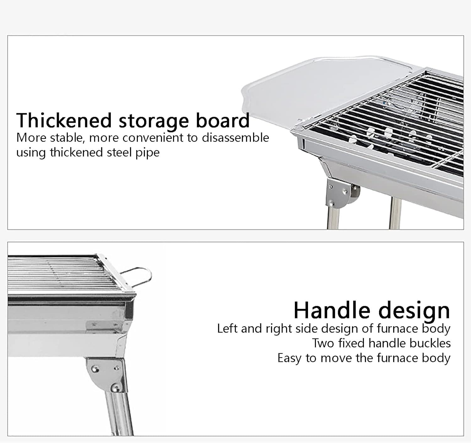 Grelha a carvão churrasqueira aço inoxidável churrasco fumad... - Image 7