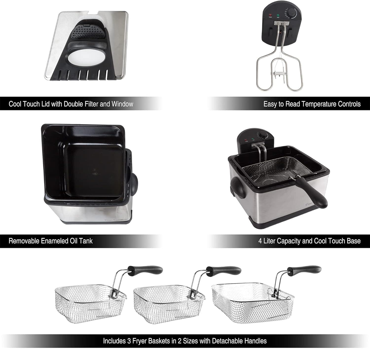 Fritadeira elétrica - 3 cestas para fritar, 1 grande e 2 peq... - Image 4