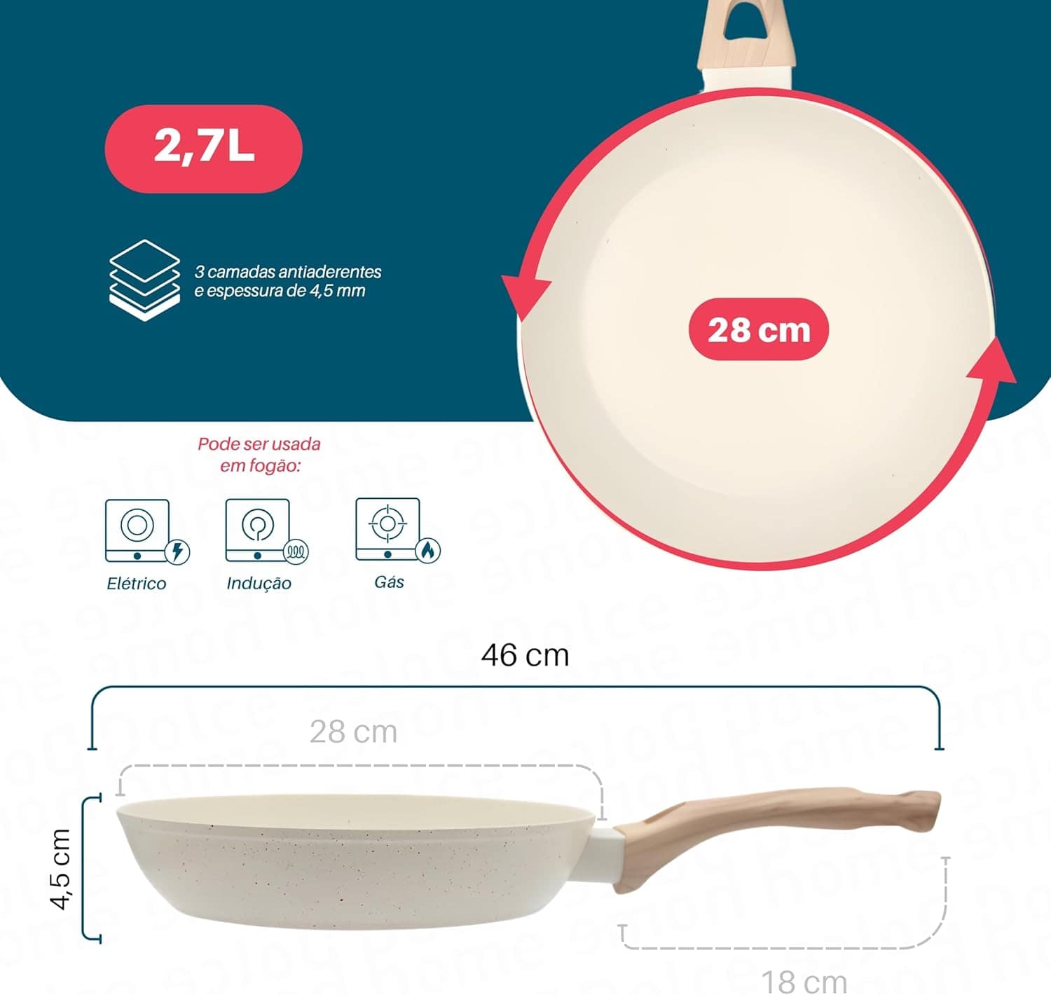 Frigideira Indução 28cm Fundo Triplo Revestimetno Antiaderen... - Image 3