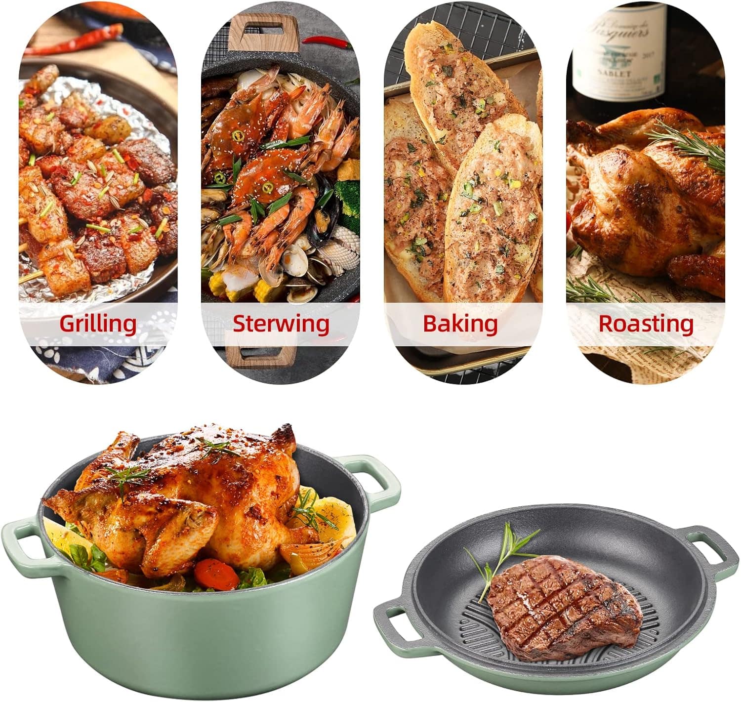 Forno holandês de ferro fundido esmaltado de 5,5 L, forno ho... - Image 6