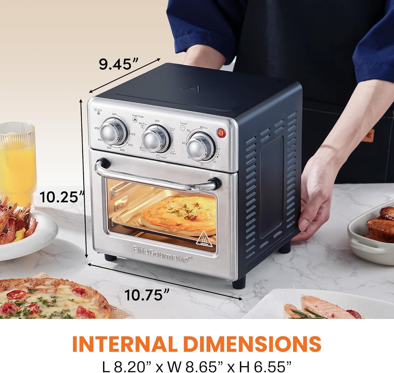 Elite Gourmet EAF0852SS 8.5Qt. Forno fritadeira a ar de capa... | É bom mesmo? Descubra antes de comprar - Image 4