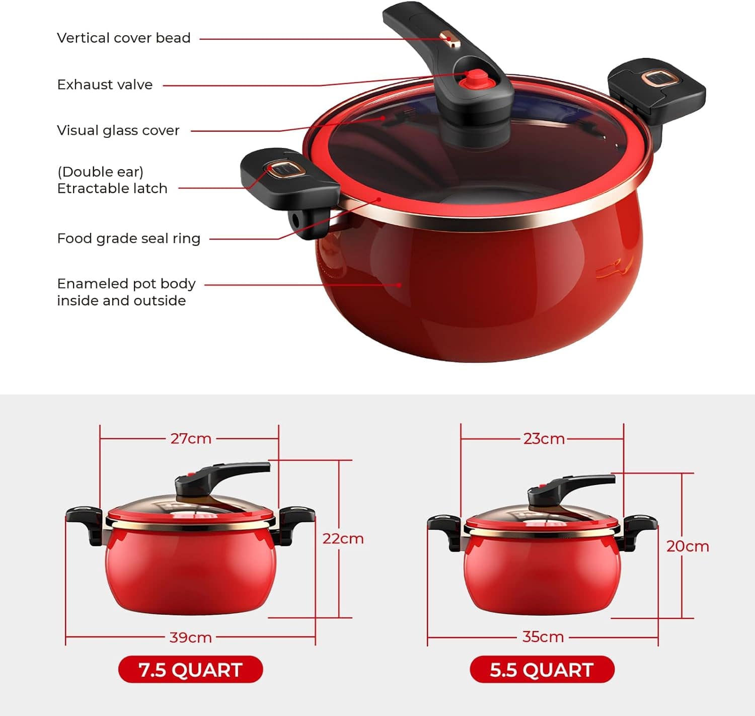 Panela antiaderente revestida de cerâmica com tampa e alças ... - Image 7