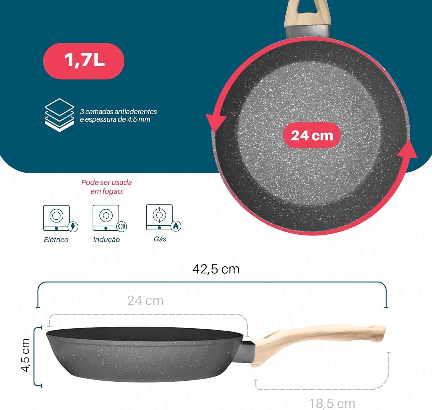 Frigideira Indução 24cm Fundo Triplo Revestimento Antiaderen... - Image 3