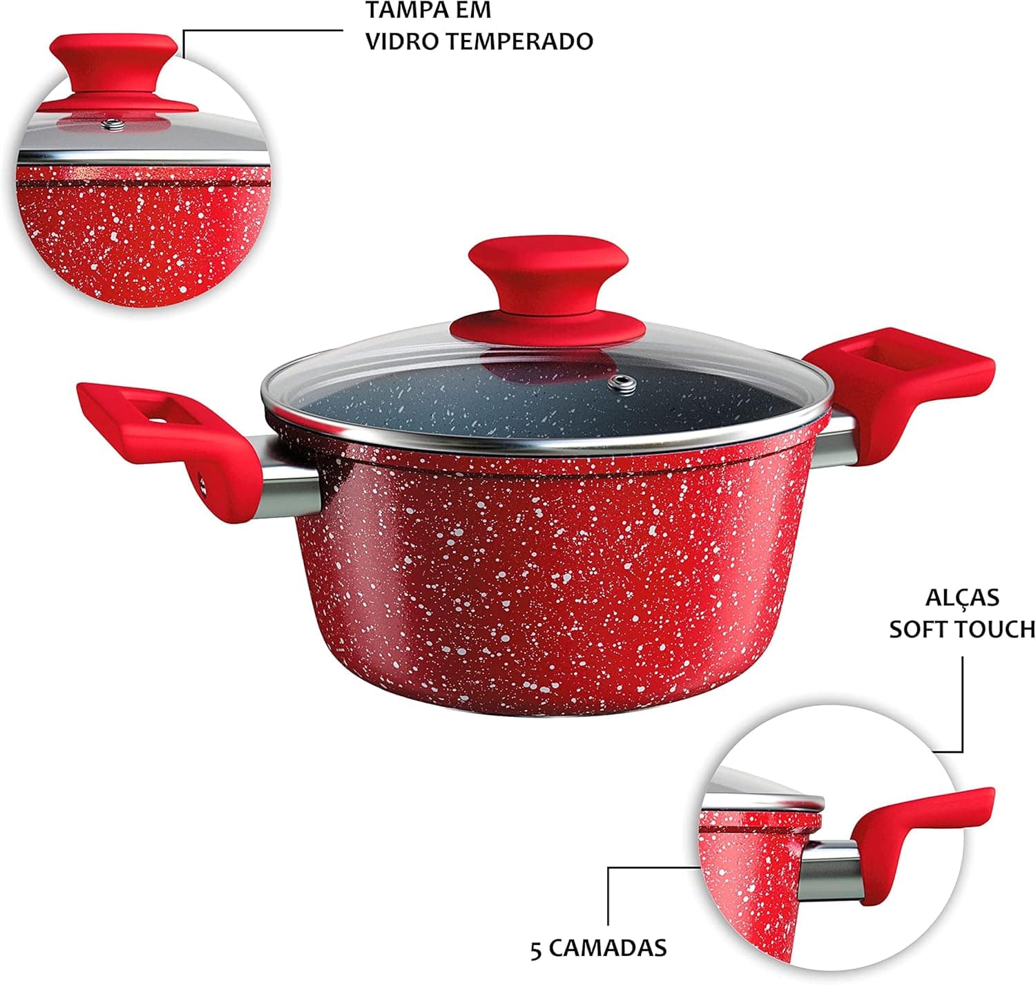 Caçarola 24 cm ColorStone de alumínio com antiaderente e tam... - Image 3