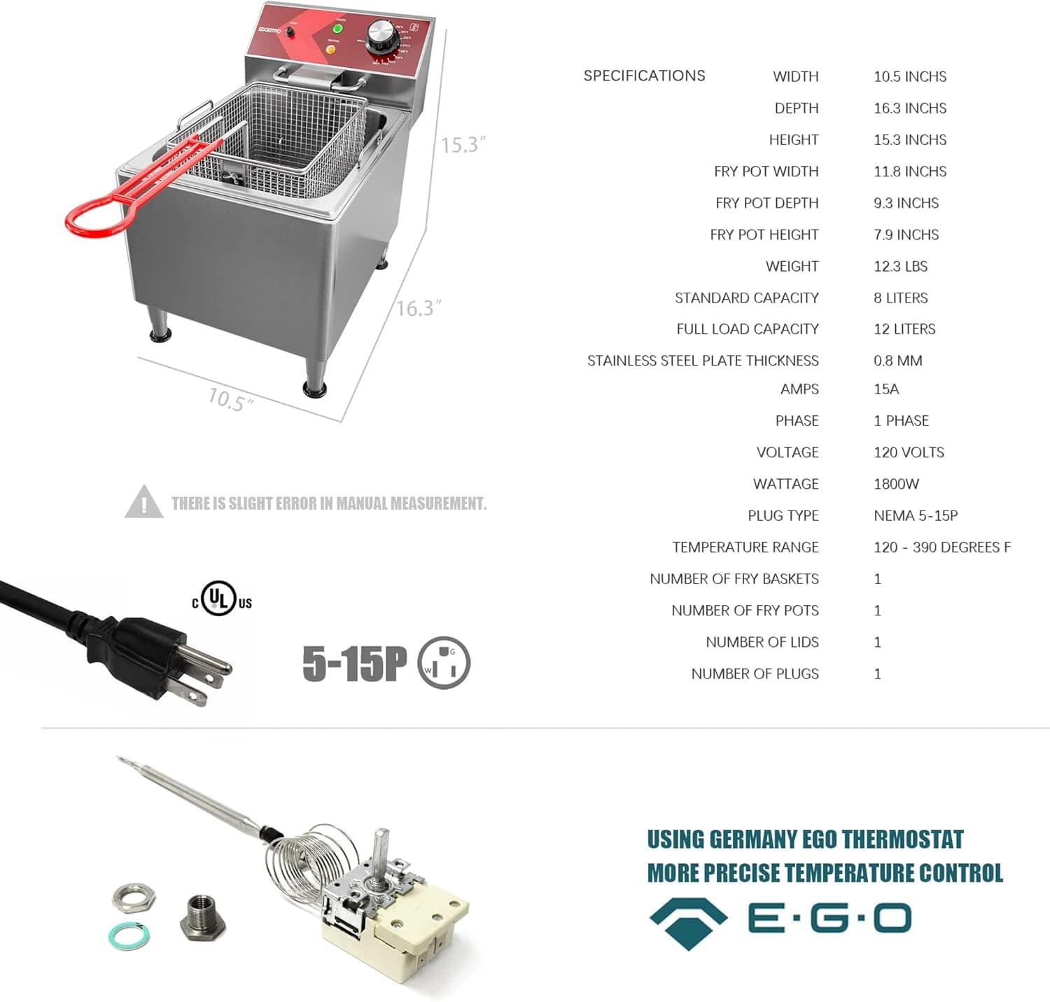 EGGKITPO Frigideira profunda com cesta fritadeira comercial ... - Image 2