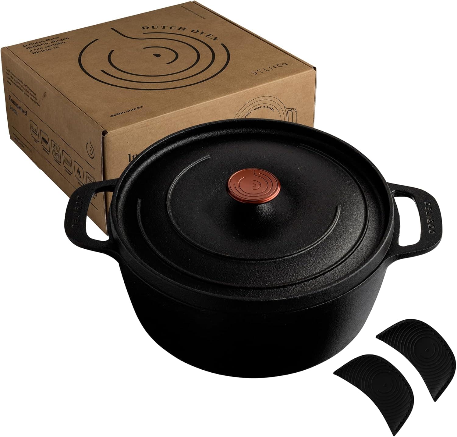 Caçarola de ferro Dutch Oven 26cm, panela de ferro polida e ...
