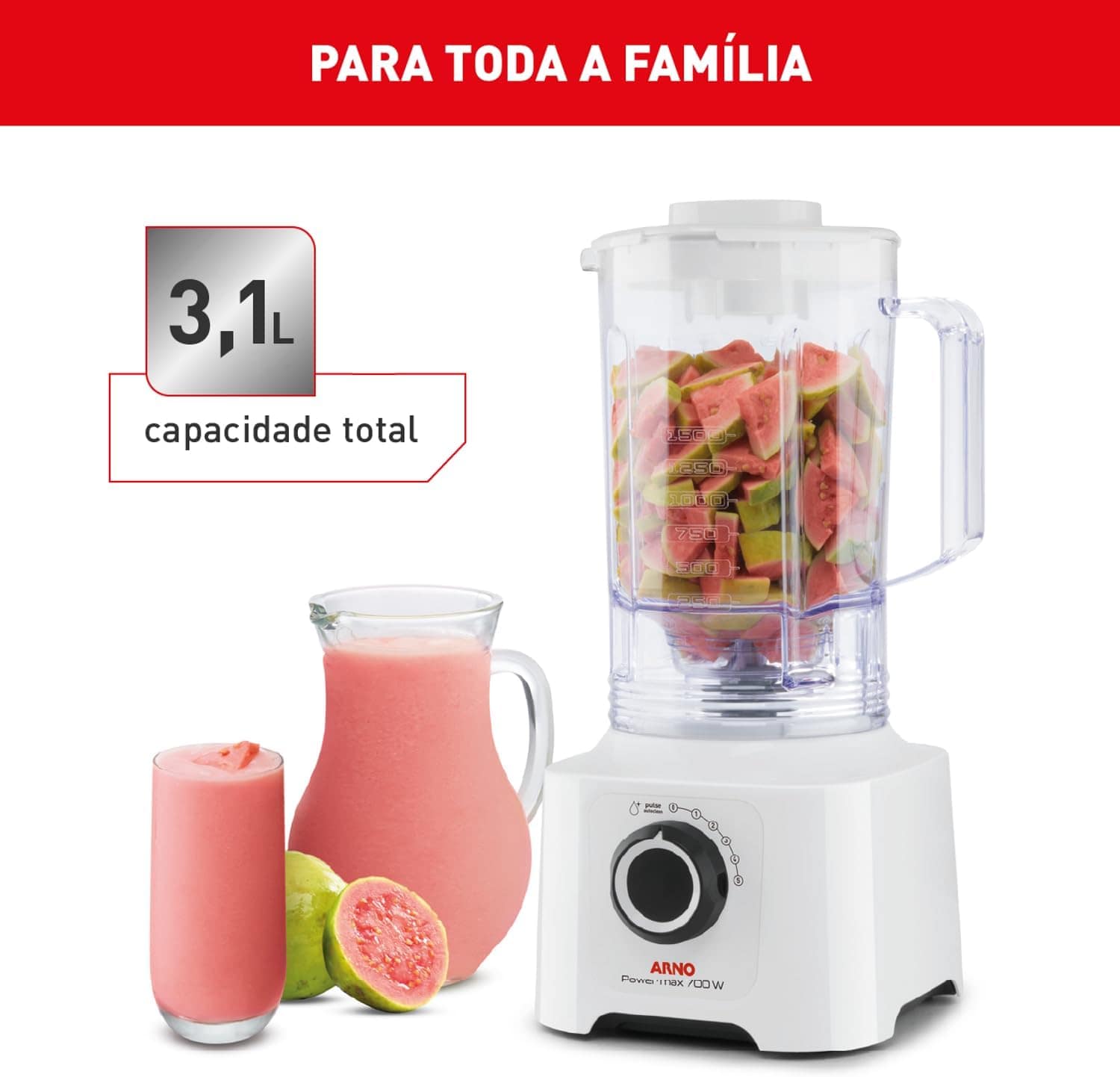 Liquidificador Arno Powermax 700W LN51, Branco, com 4 Lâmina... - Image 4