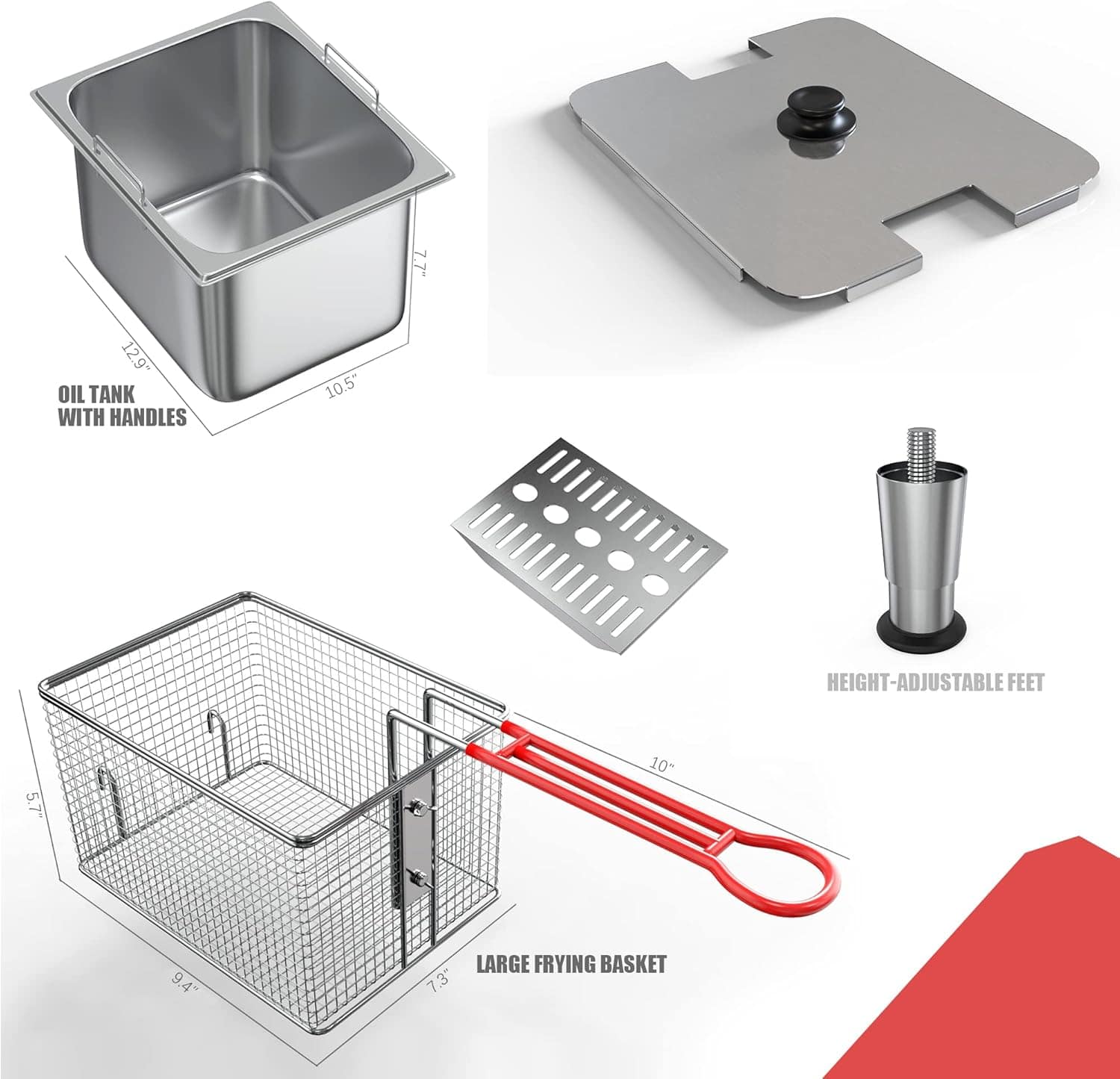 EGGKITPO Frigideira profunda com cesta fritadeira comercial ... - Image 3