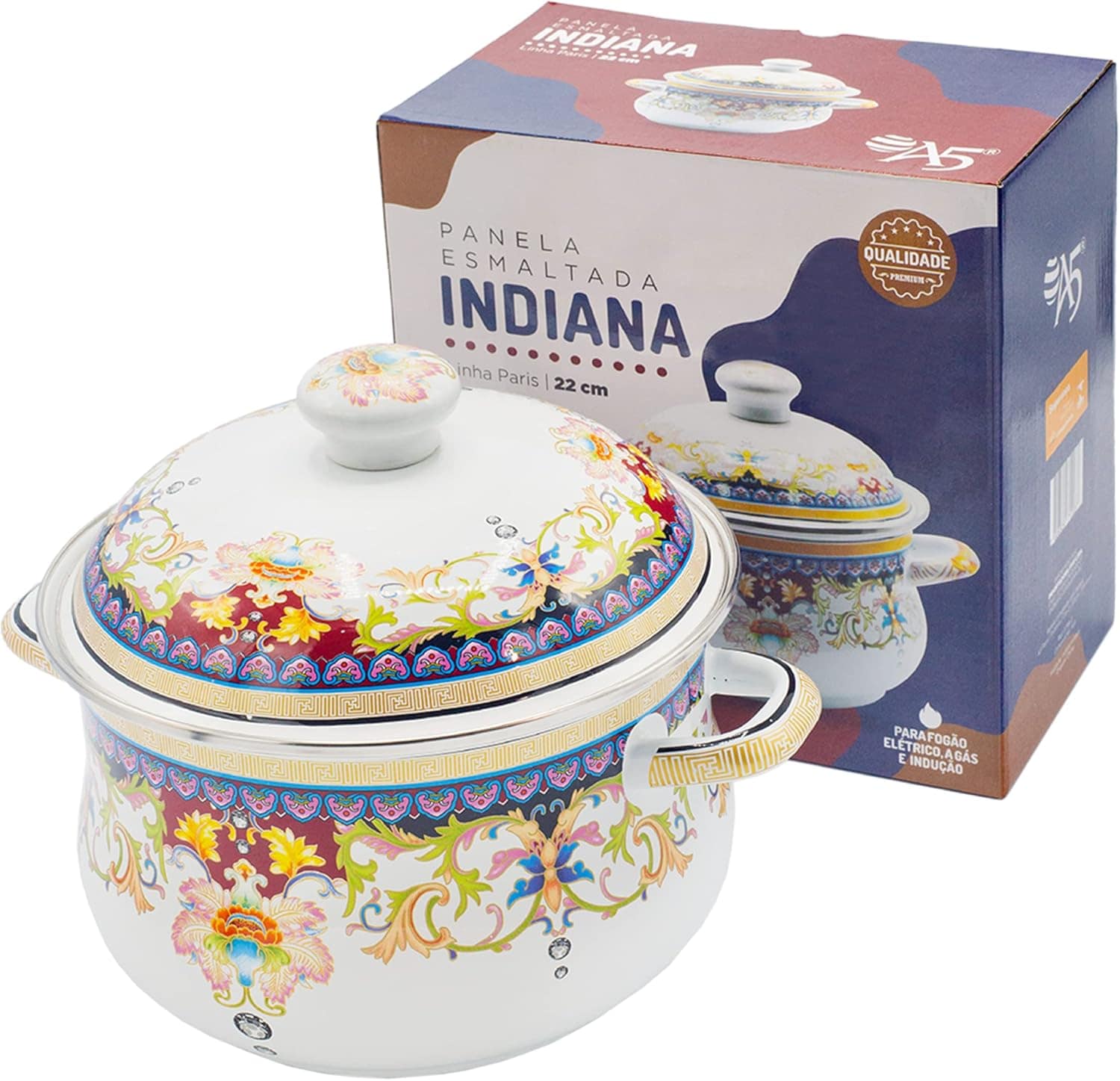 Caçarola Esmaltada Indiana 22cm C/Tampa C/indução - Image 3