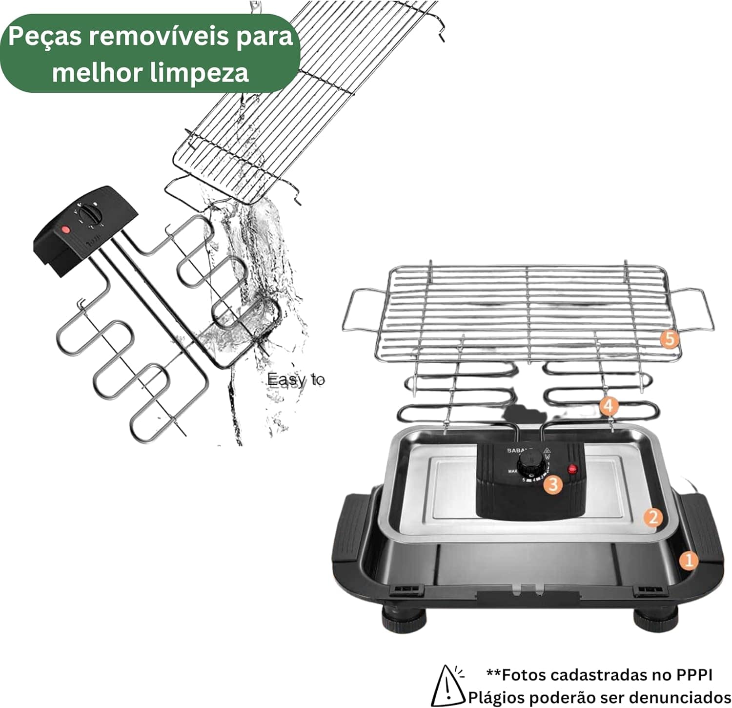 Churrasqueira Elétrica Portátil Apartamento De Mesa Sem Fuma... - Image 5