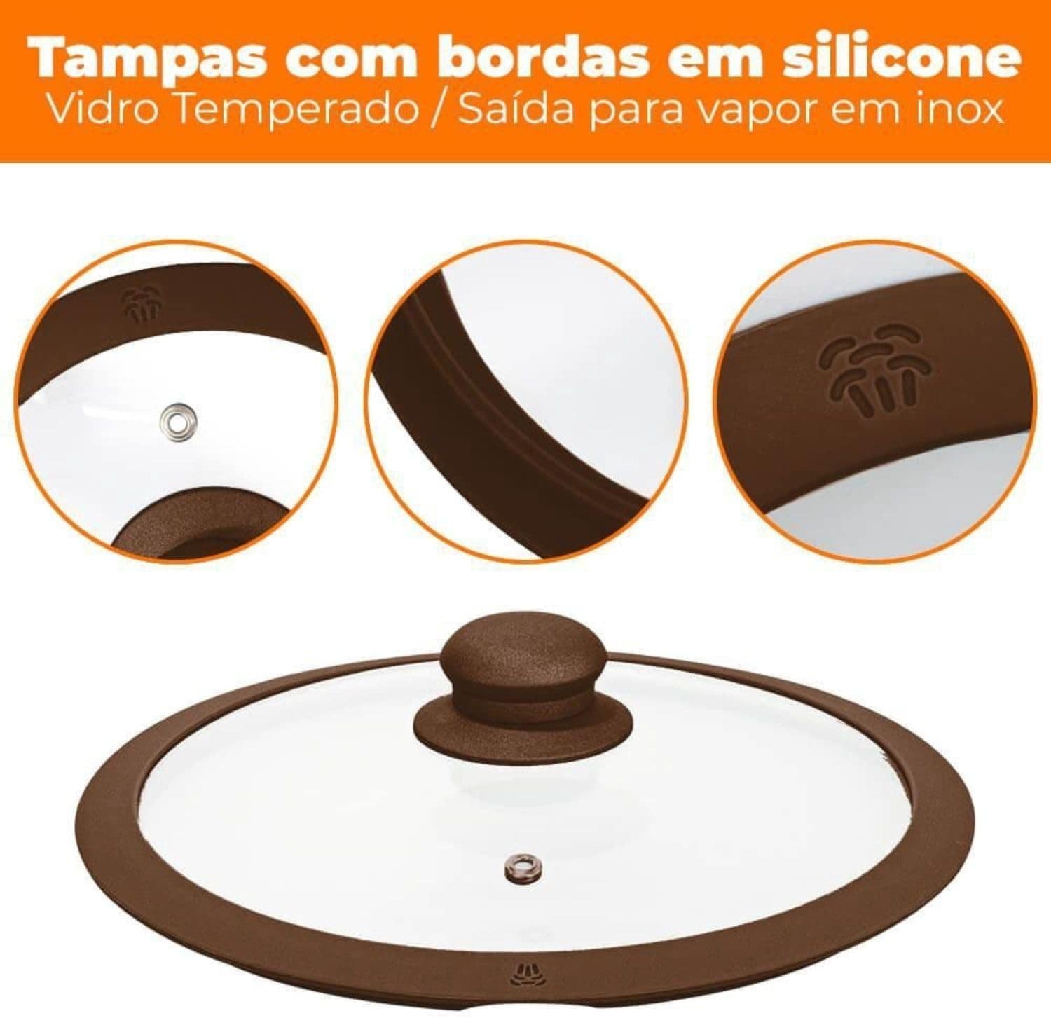 Conjunto De Panelas de Indução Roma Marrom Plus 2,5mm Casa A... - Image 3