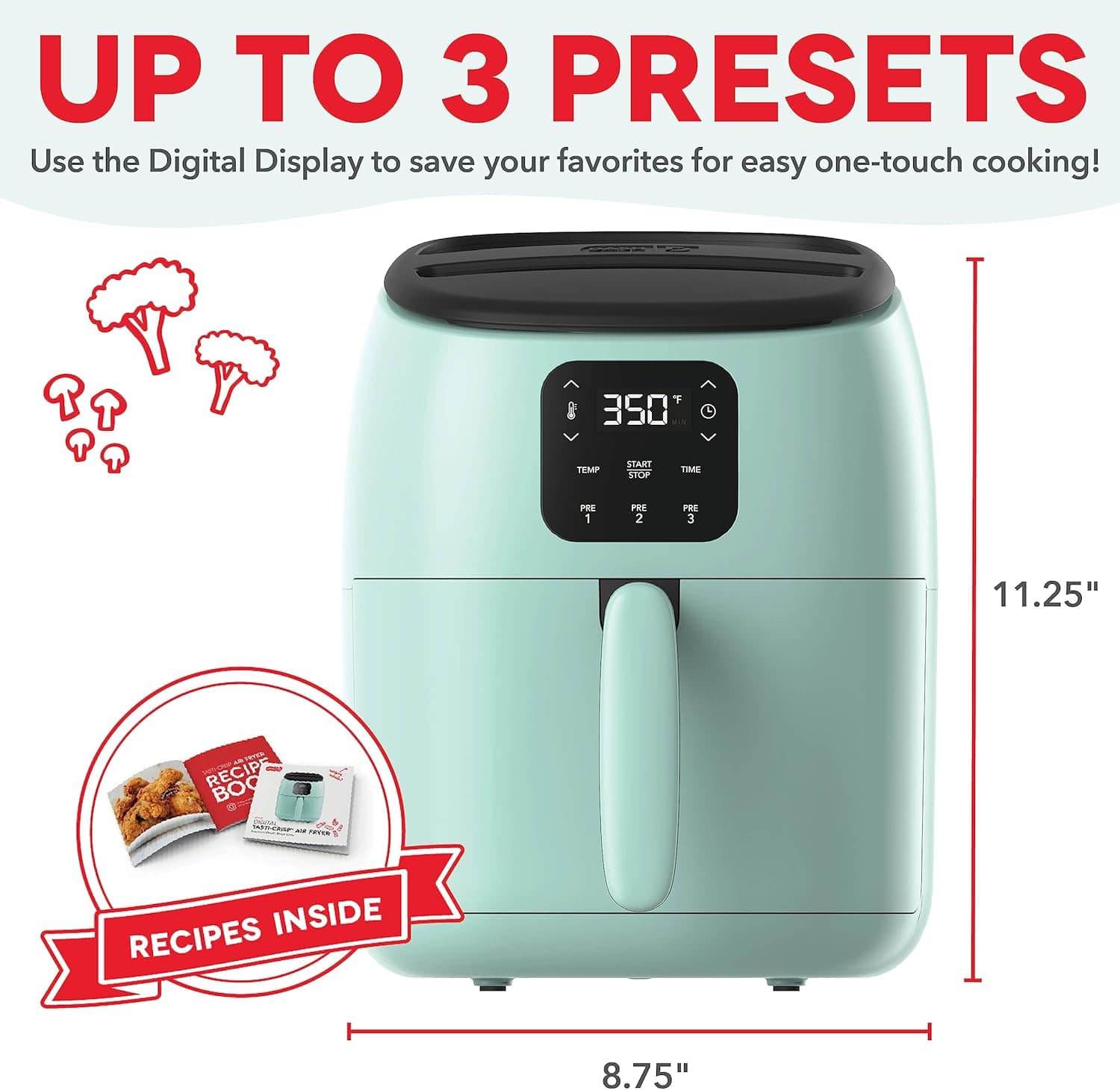 DASH Tasti-Crisp Forno elétrico Air Fryer, 2,6 litros, Aqua... | É bom mesmo? Descubra antes de comprar - Image 4