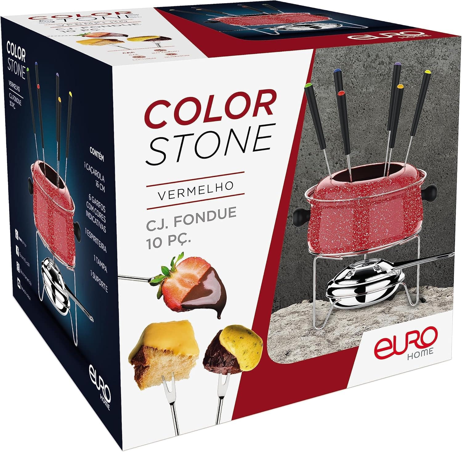 Conjunto Fondue Médio Color Stone 10 Peças, Vermelho, HH7814... - Image 2