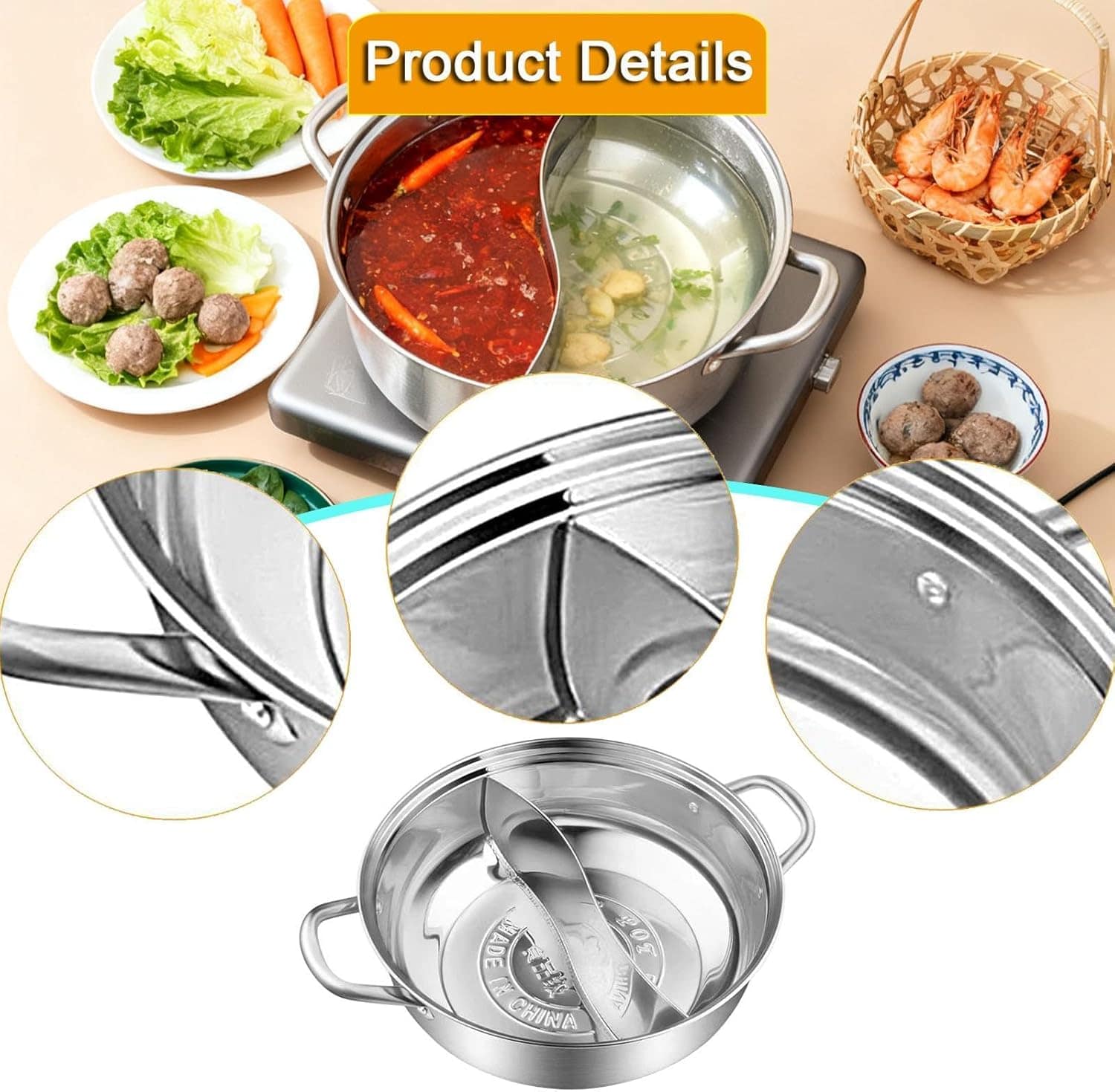 Shabu Pot com Divisória Dupla Sabor Hotpot Panela de Sopa Pa... - Image 7