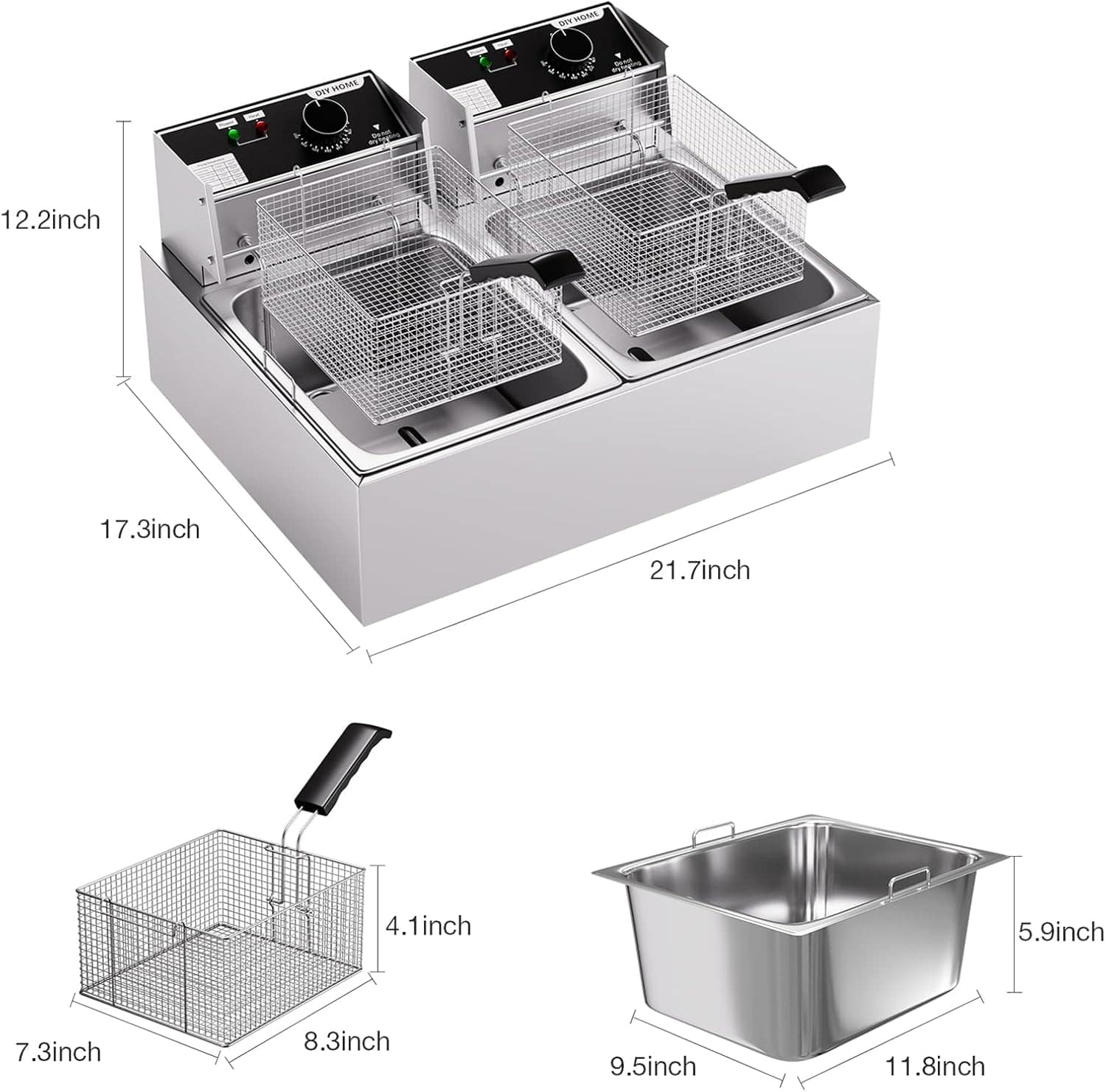 Fritadeira de 20,7 quartos, fritadeira elétrica de bancada d... - Image 6