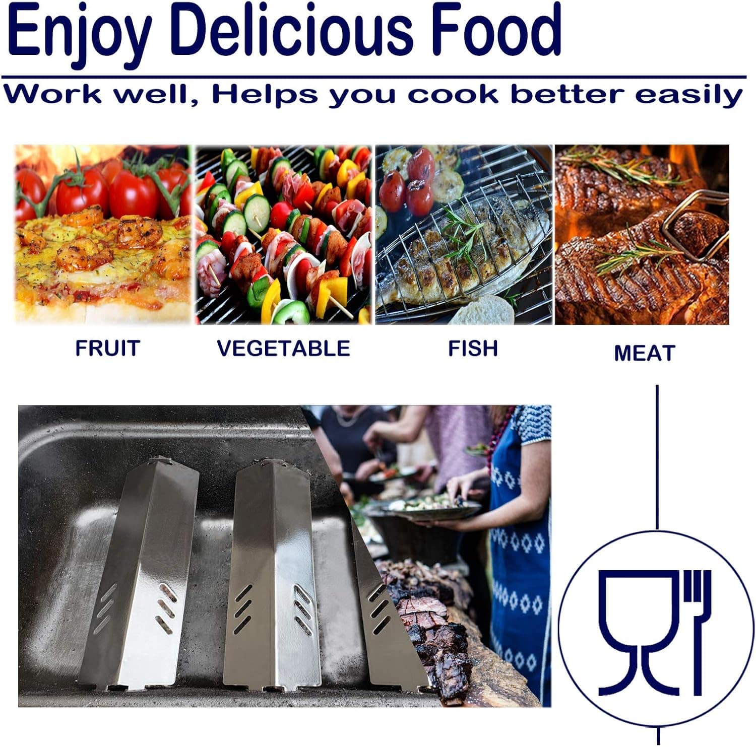 Placas térmicas para churrasqueira a gás peças de aço inoxid... - Image 6