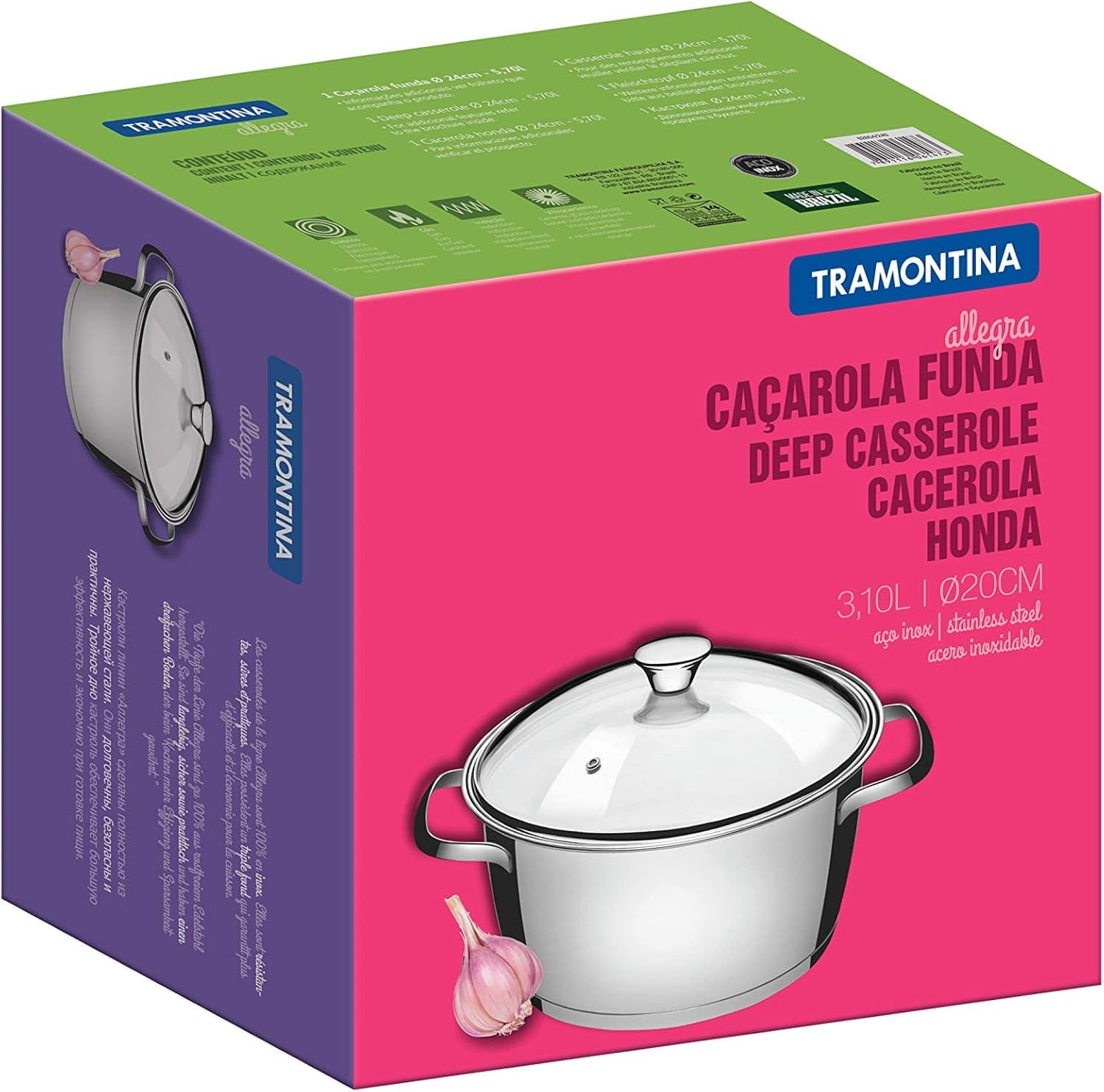 Caçarola Funda com Fundo Triplo e Tampa de Vidro Tramontina ... - Image 2