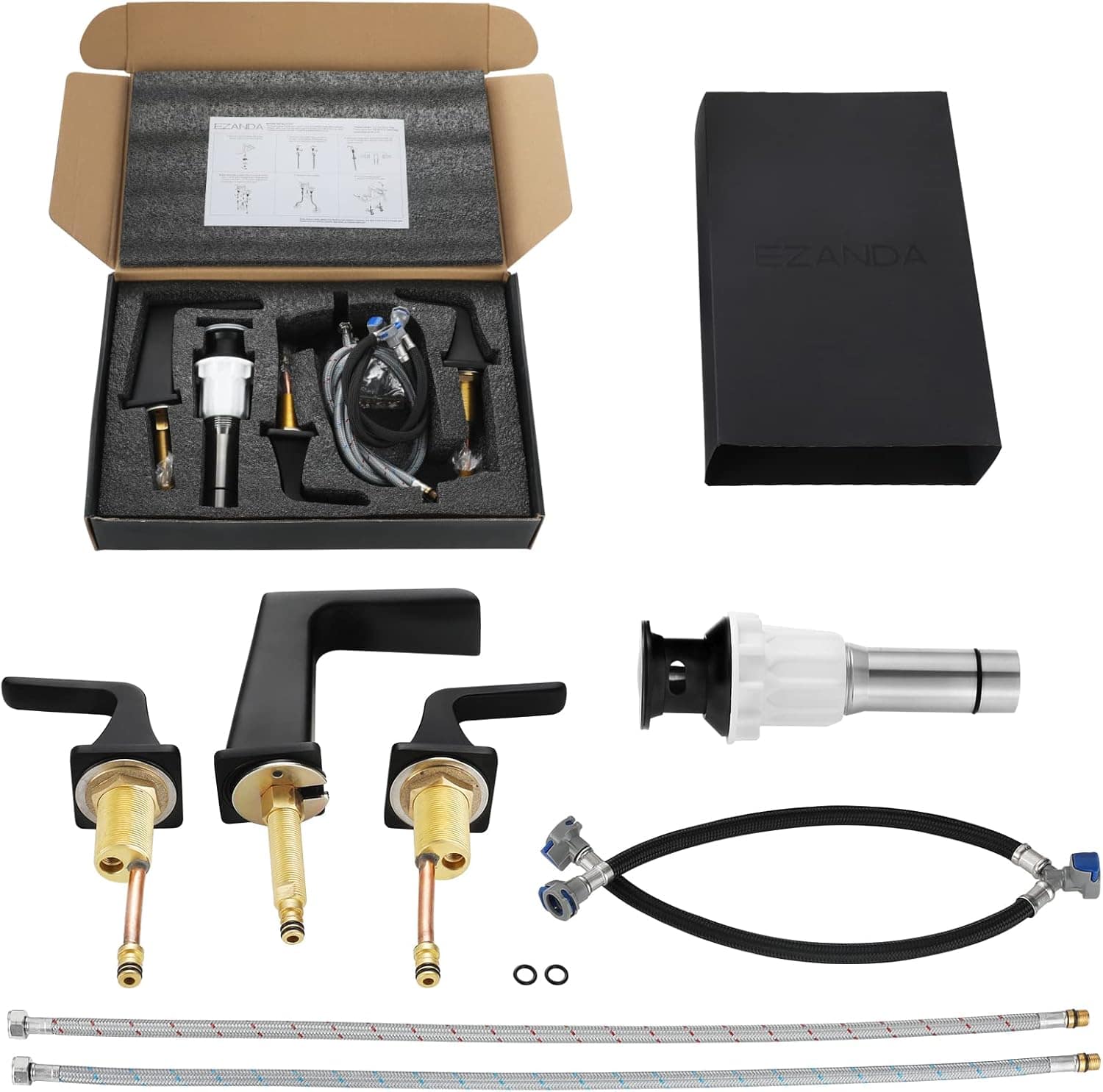 EZANDA Torneira de cachoeira ampla com duas alças, torneira ... - Image 7