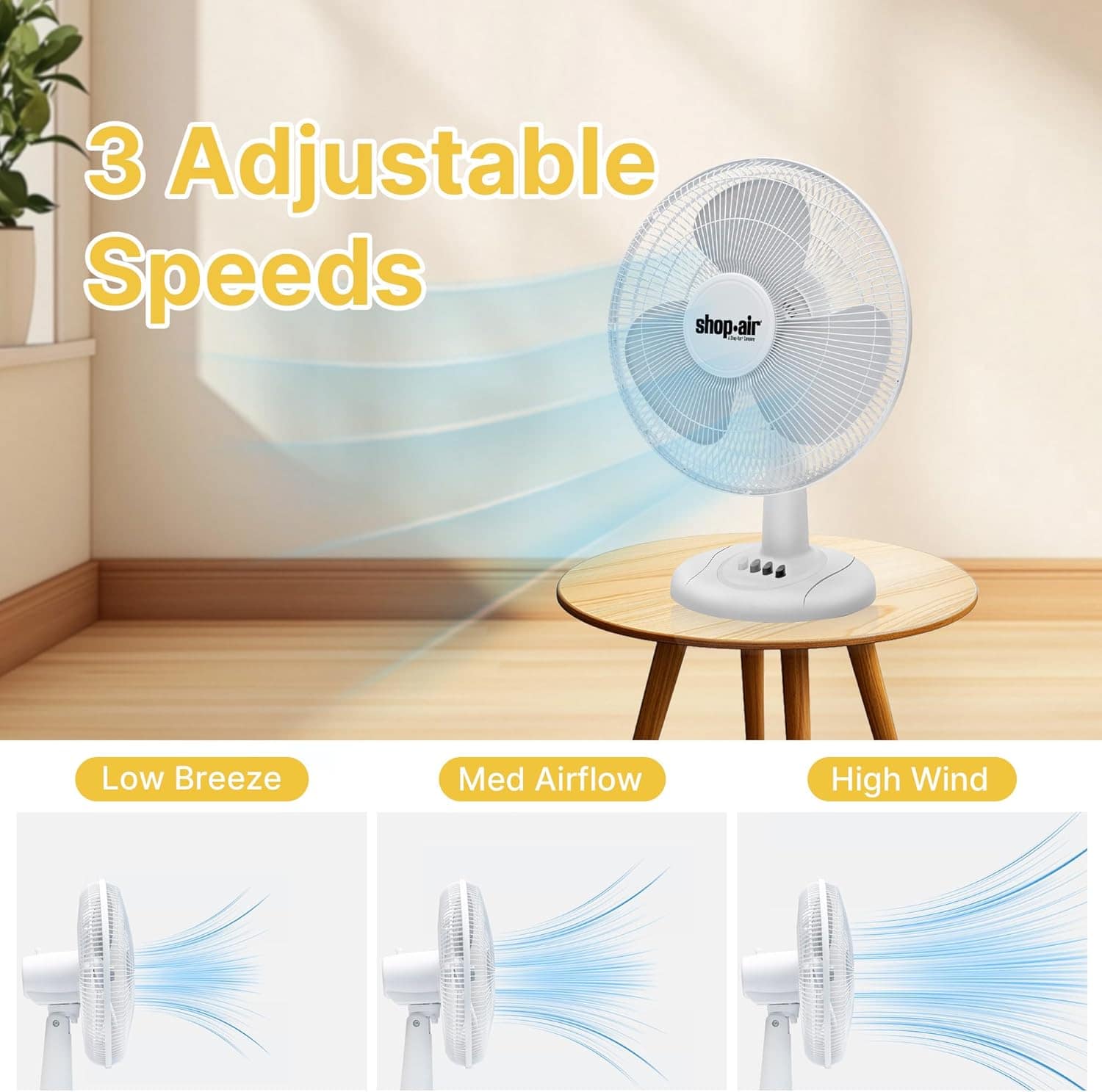 Ventilador de mesa oscilante Shop-Air de 40,6 cm, 3 velocida... - Image 3