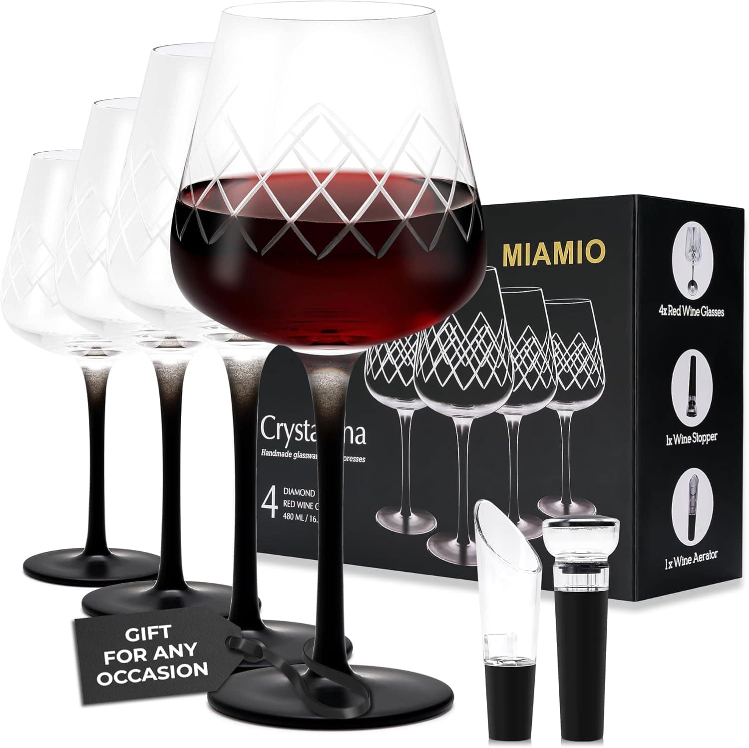 MIAMIO – Taças de vinho tinto de 473 ml, conjunto de 4 taças...