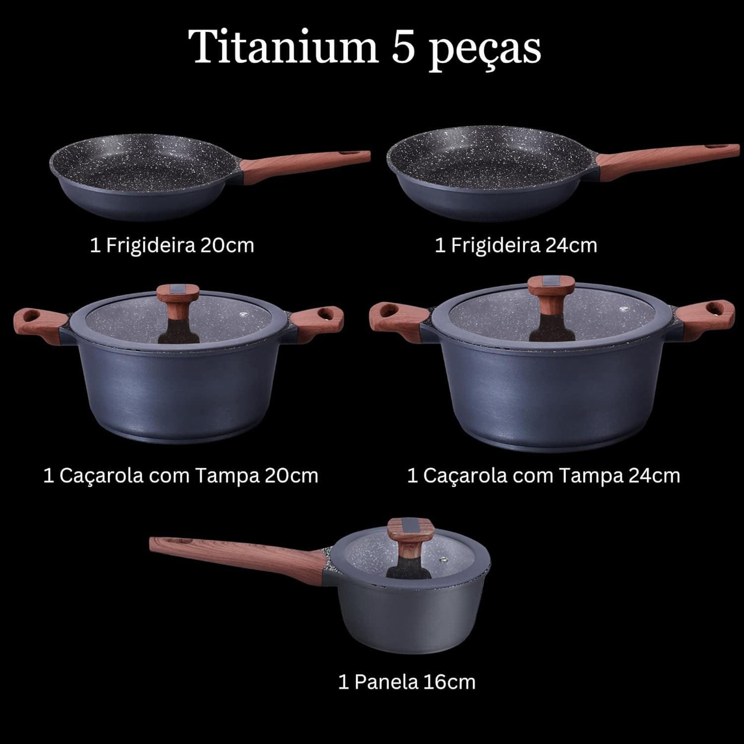 Jogo de Panelas 5 Peças Titanium Exclusive Antiaderente Gran... - Image 3