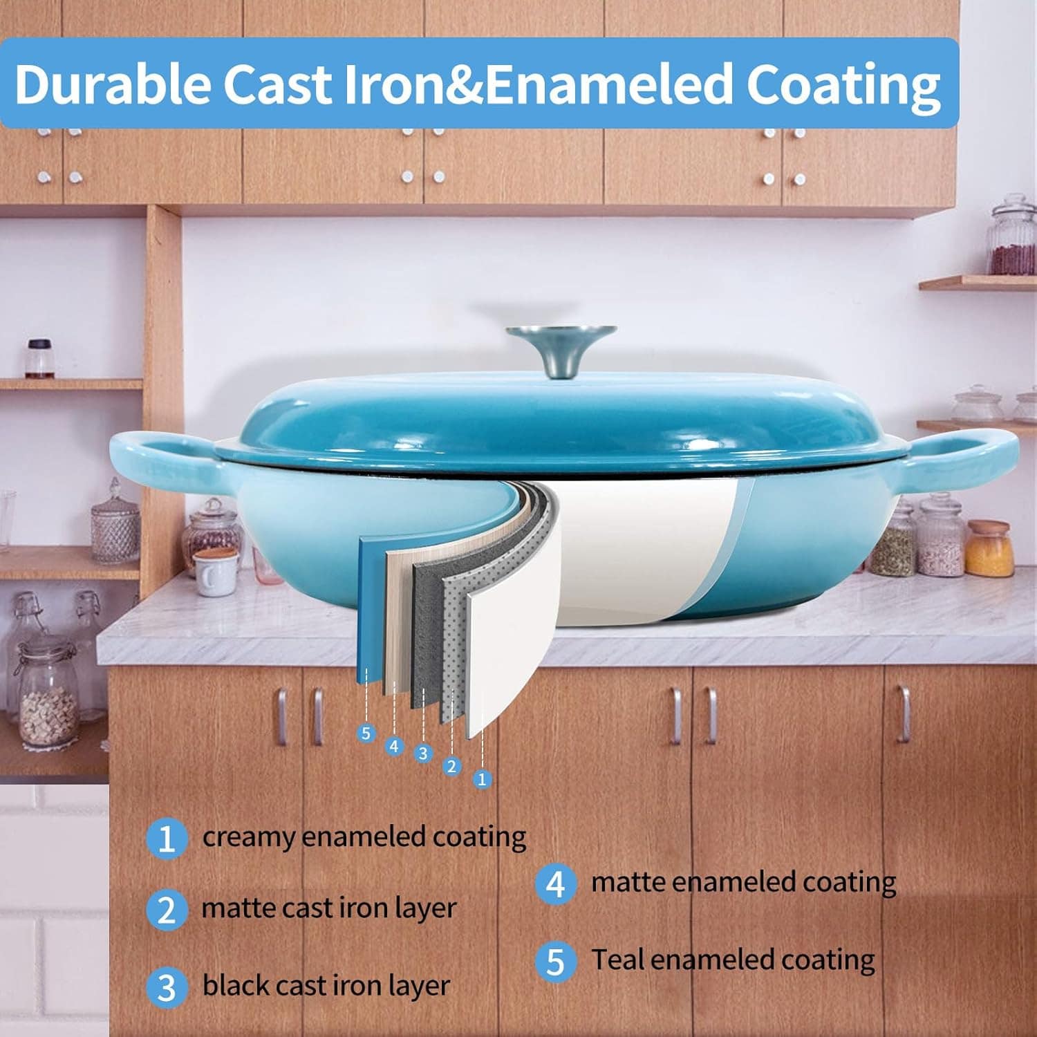 Caçarola de ferro fundido Coookwin, frigideira de caçarola r... - Image 7