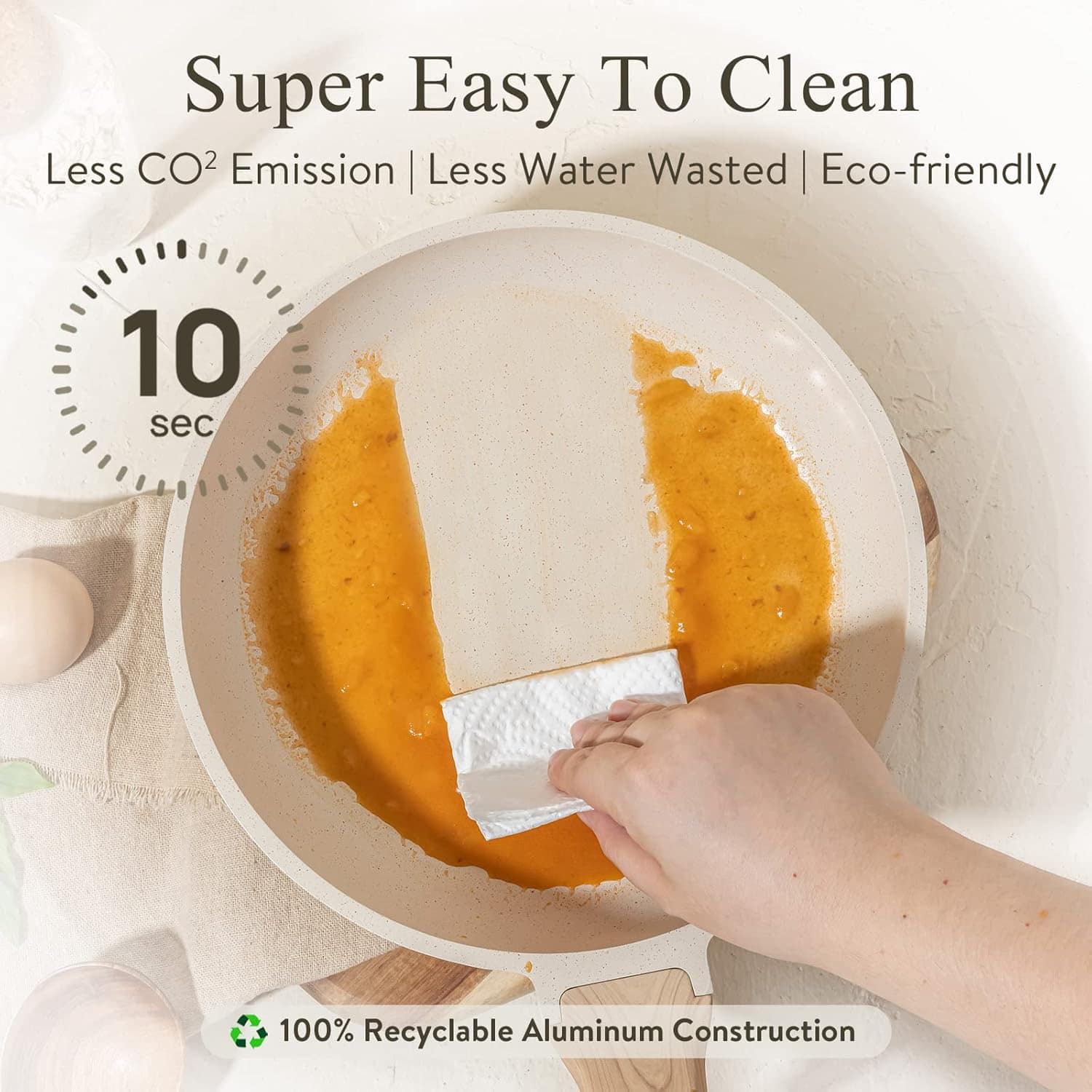 CAROTE Frigideira antiaderente branca, frigideira de granito... - Image 6