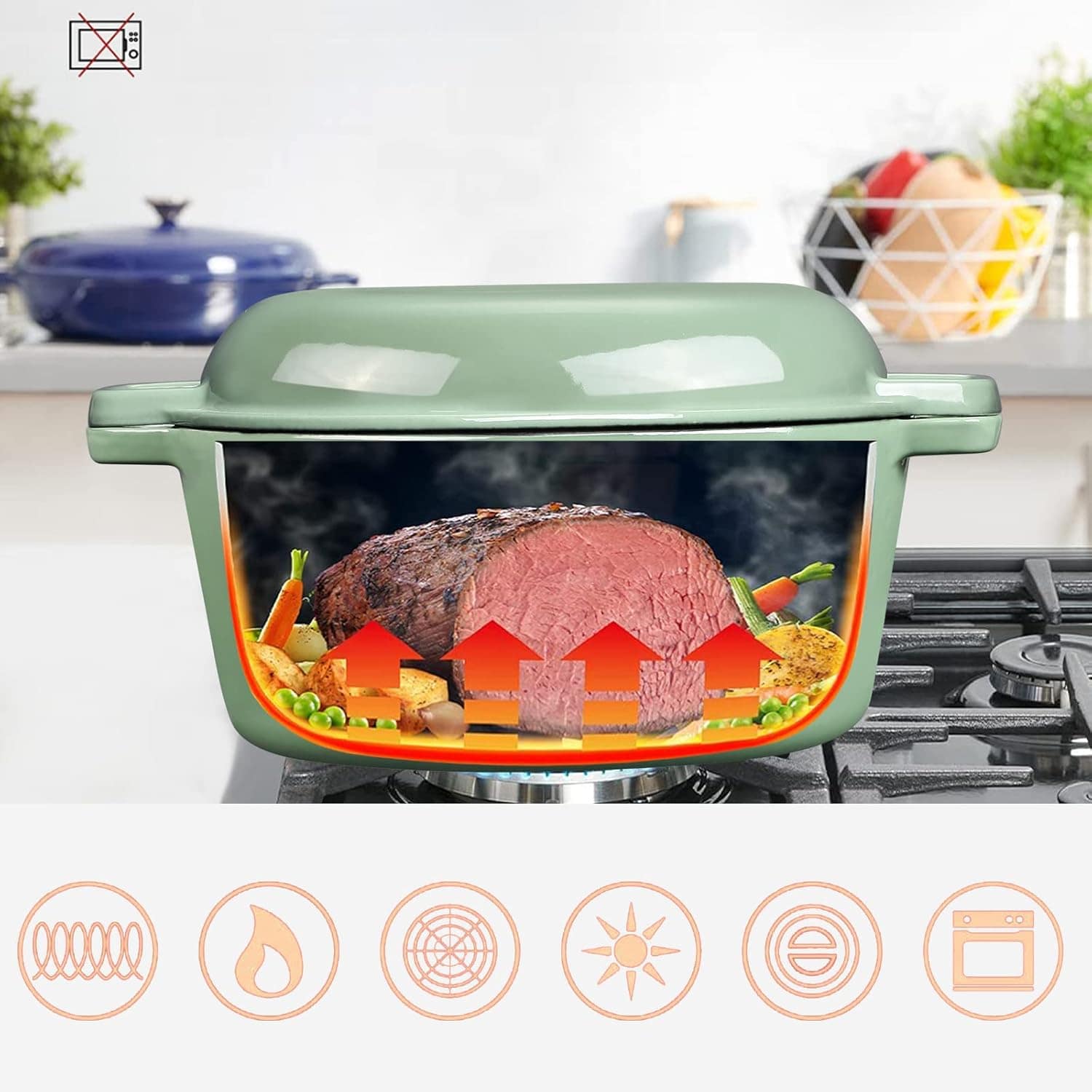 Forno holandês de ferro fundido esmaltado de 5,5 L, forno ho... - Image 3