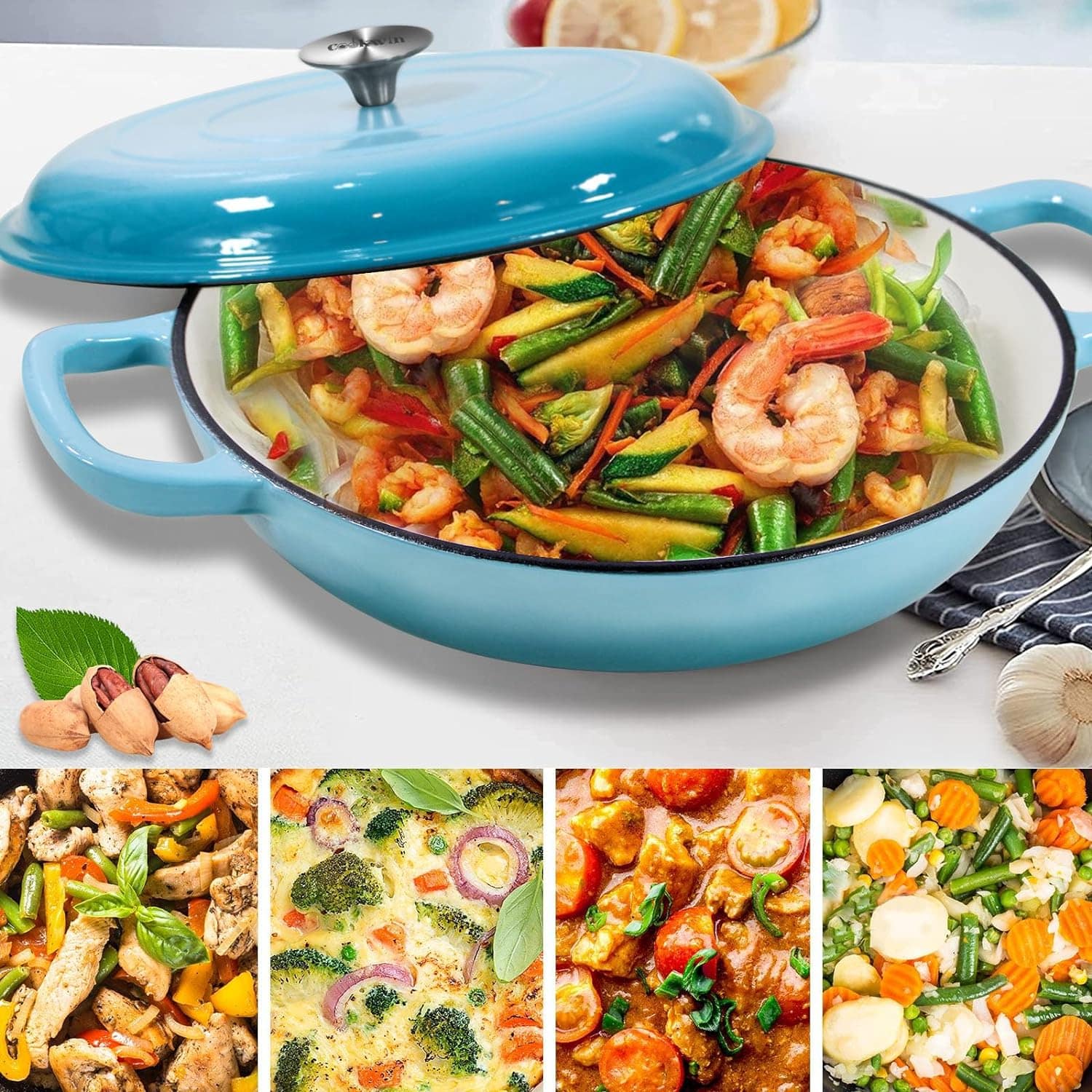 Caçarola de ferro fundido Coookwin, frigideira de caçarola r... - Image 2