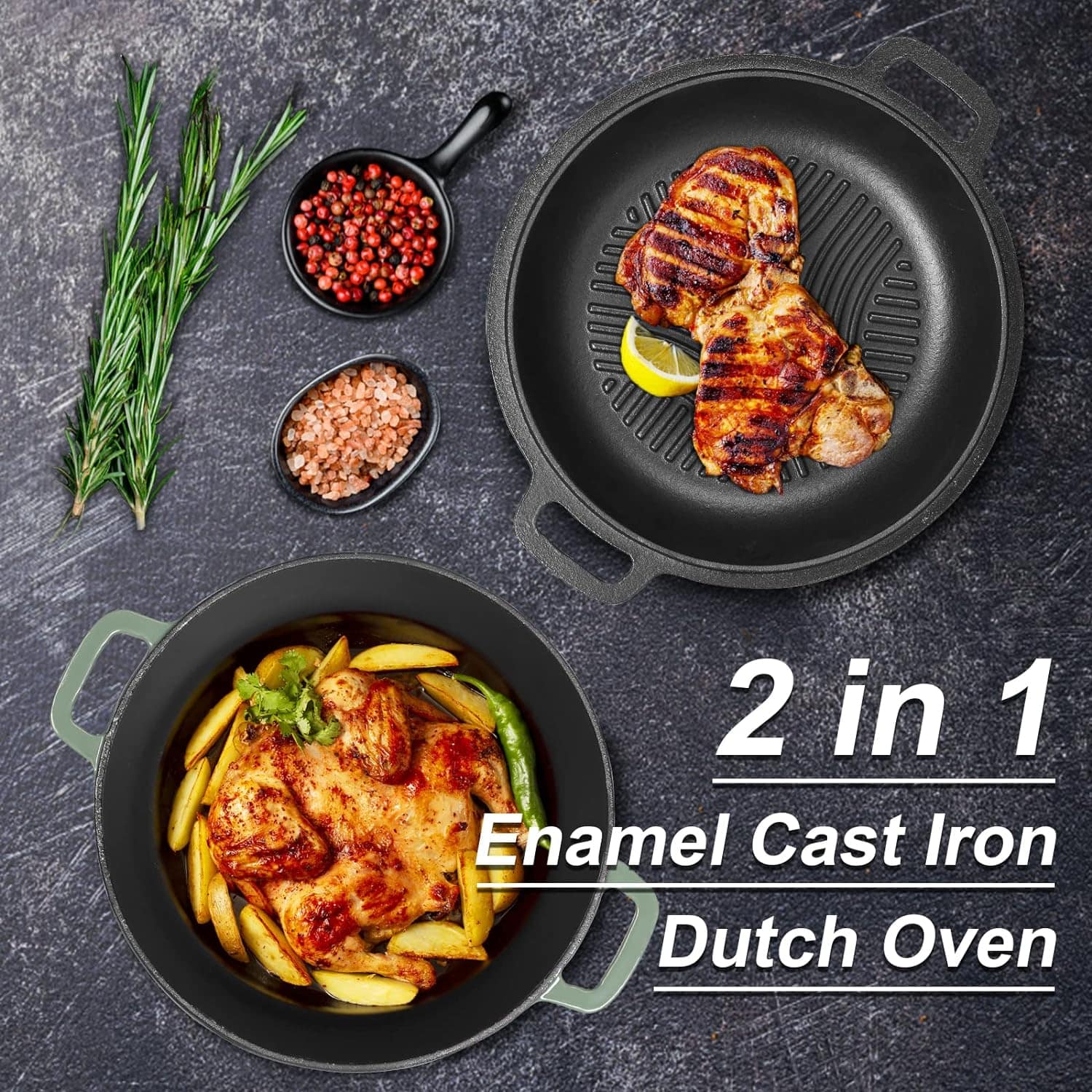 Forno holandês de ferro fundido esmaltado de 5,5 L, forno ho... - Image 5