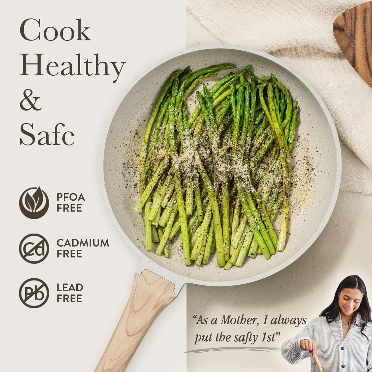 CAROTE Frigideira antiaderente branca, frigideira de granito... - Image 2