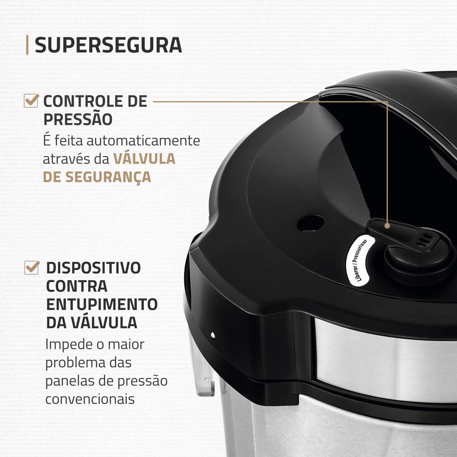 Panela de Pressão Elétrica 5L, Mondial, Preto/Inox, 900W, 11... - Image 5