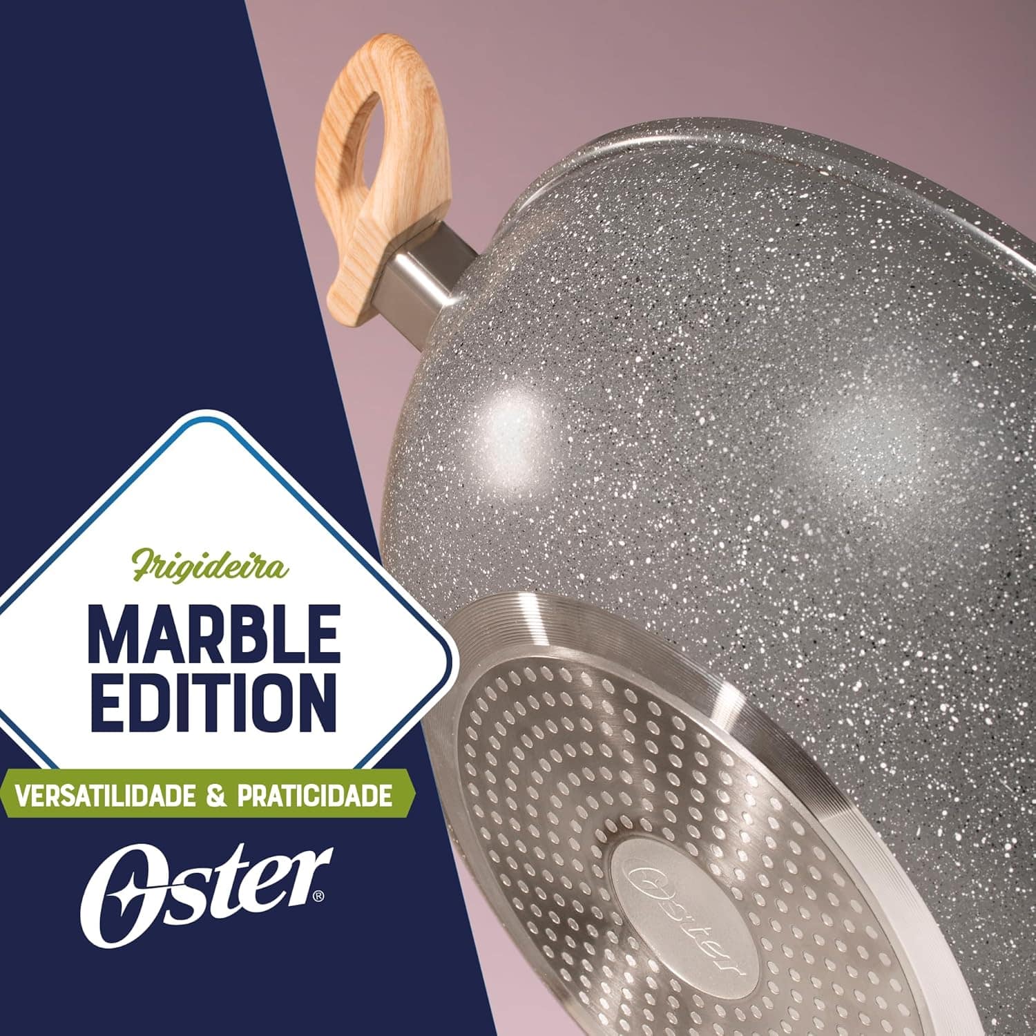 Panela Wok com Tampa 7L Cerâmica Marble Edition Dark Grey Os... - Image 2