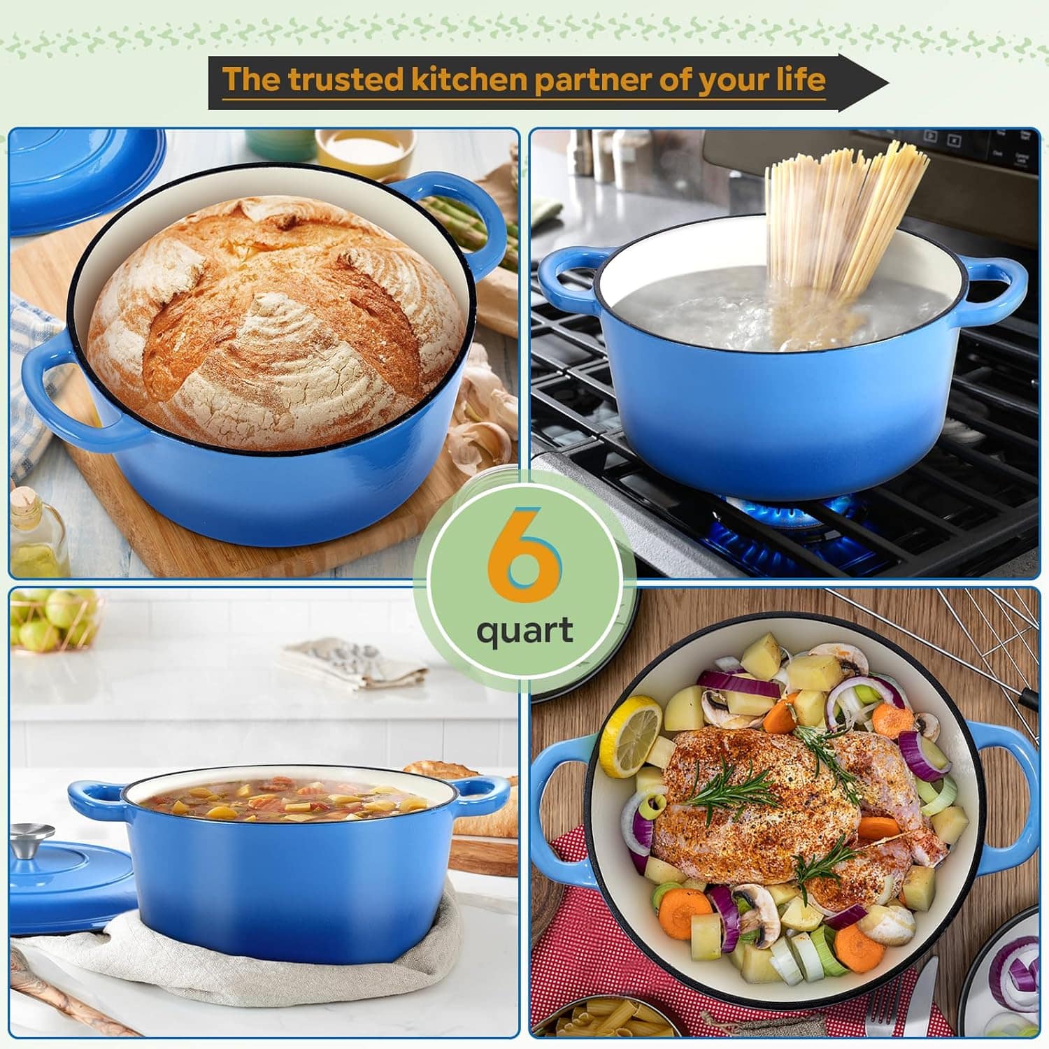 HaSteeL Forno holandês de ferro fundido de 6 litros, panela ... - Image 7