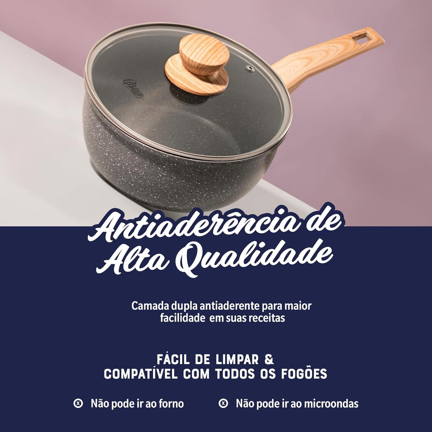 OSTER Panela Antiaderente 3L com Tampa Marble Edition - Pane... - Image 3