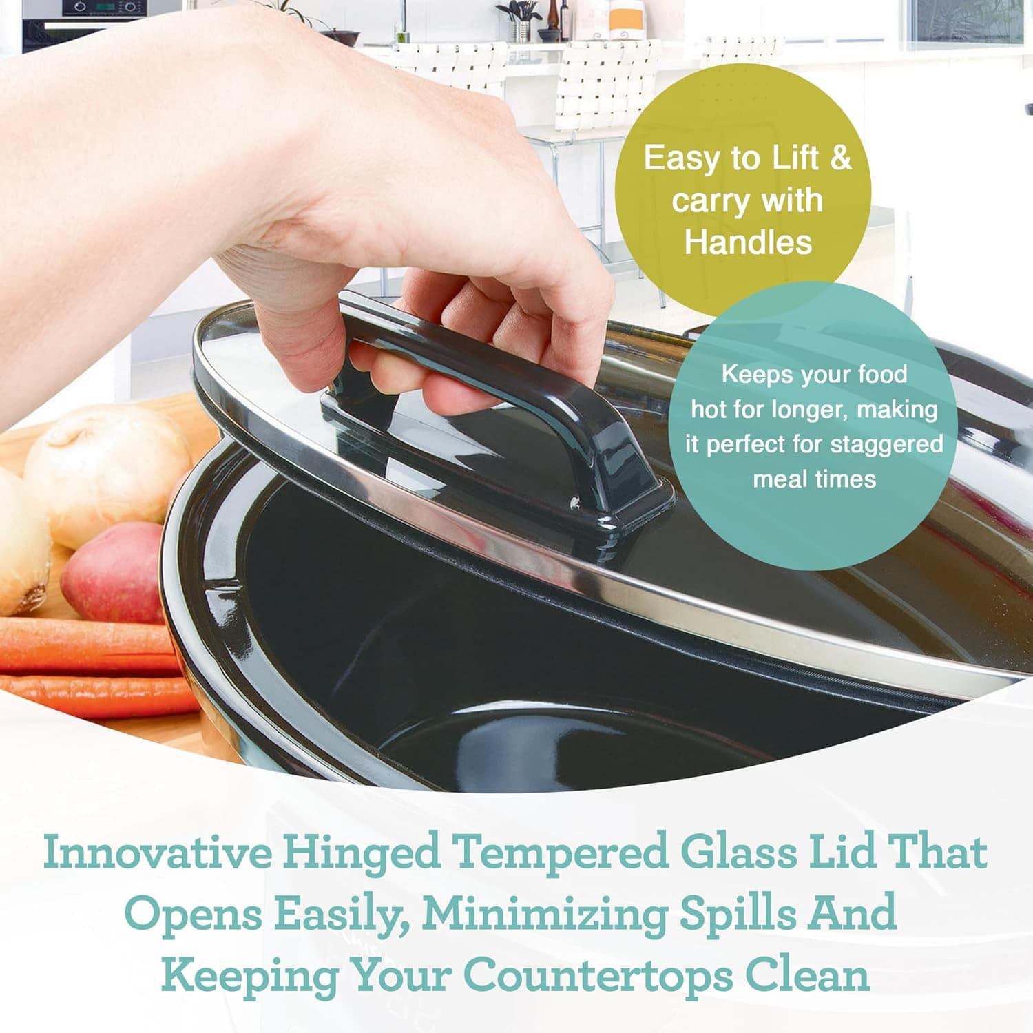 Panela digital elétrica de cozimento lento programável - 6qt... - Image 3