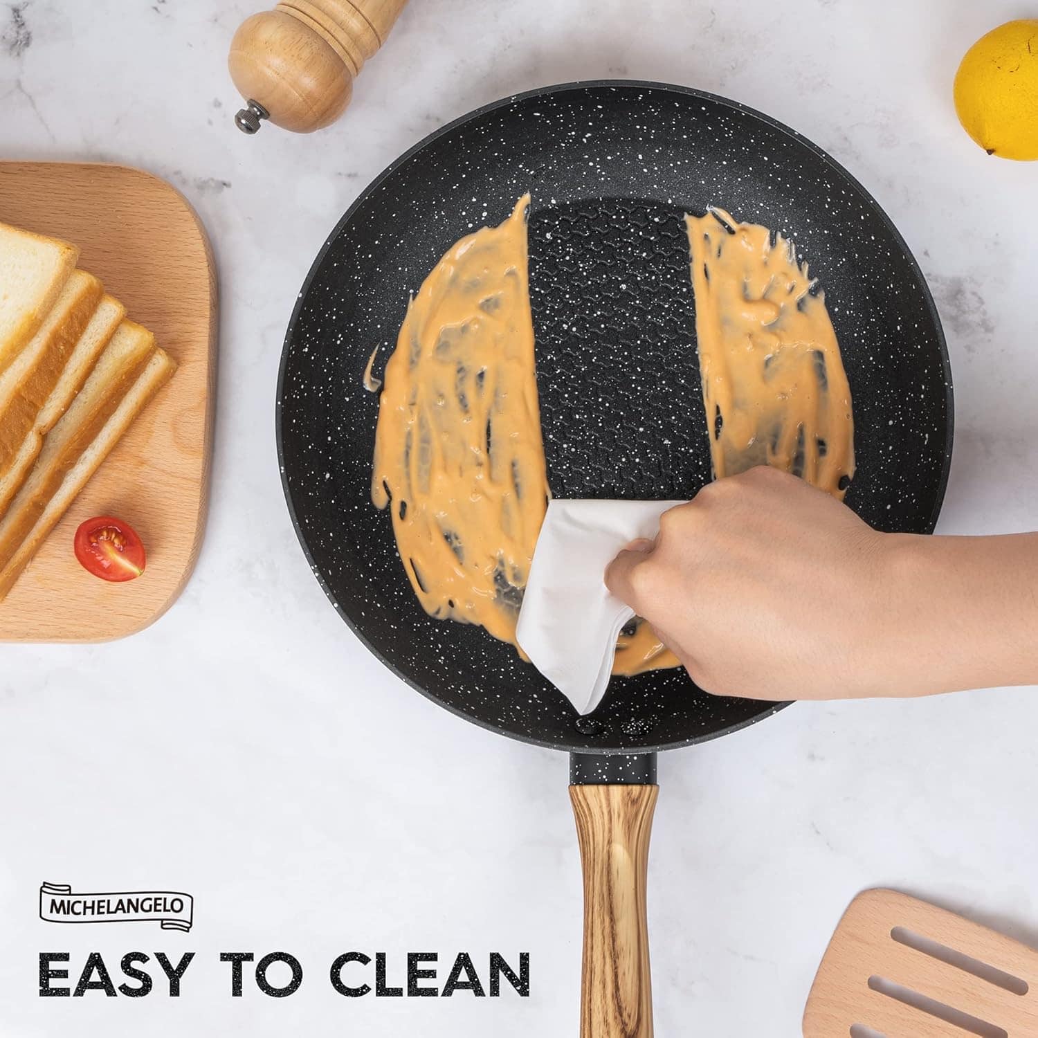 MICHELANGELO Frigideira antiaderente com tampa, frigideira d... - Image 3