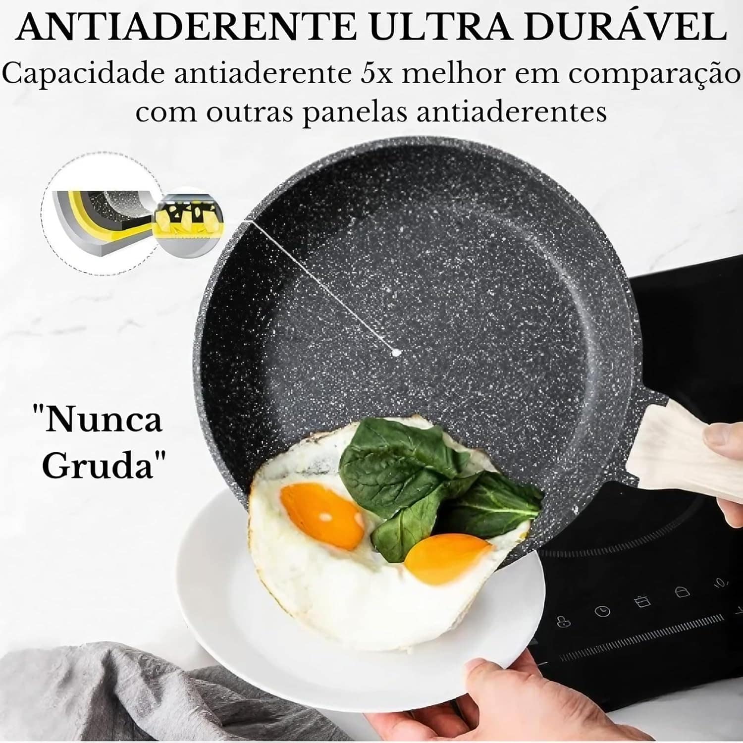 Frigideira Antiaderente Premium De Cerâmica Grande 28cm Comp... - Image 3