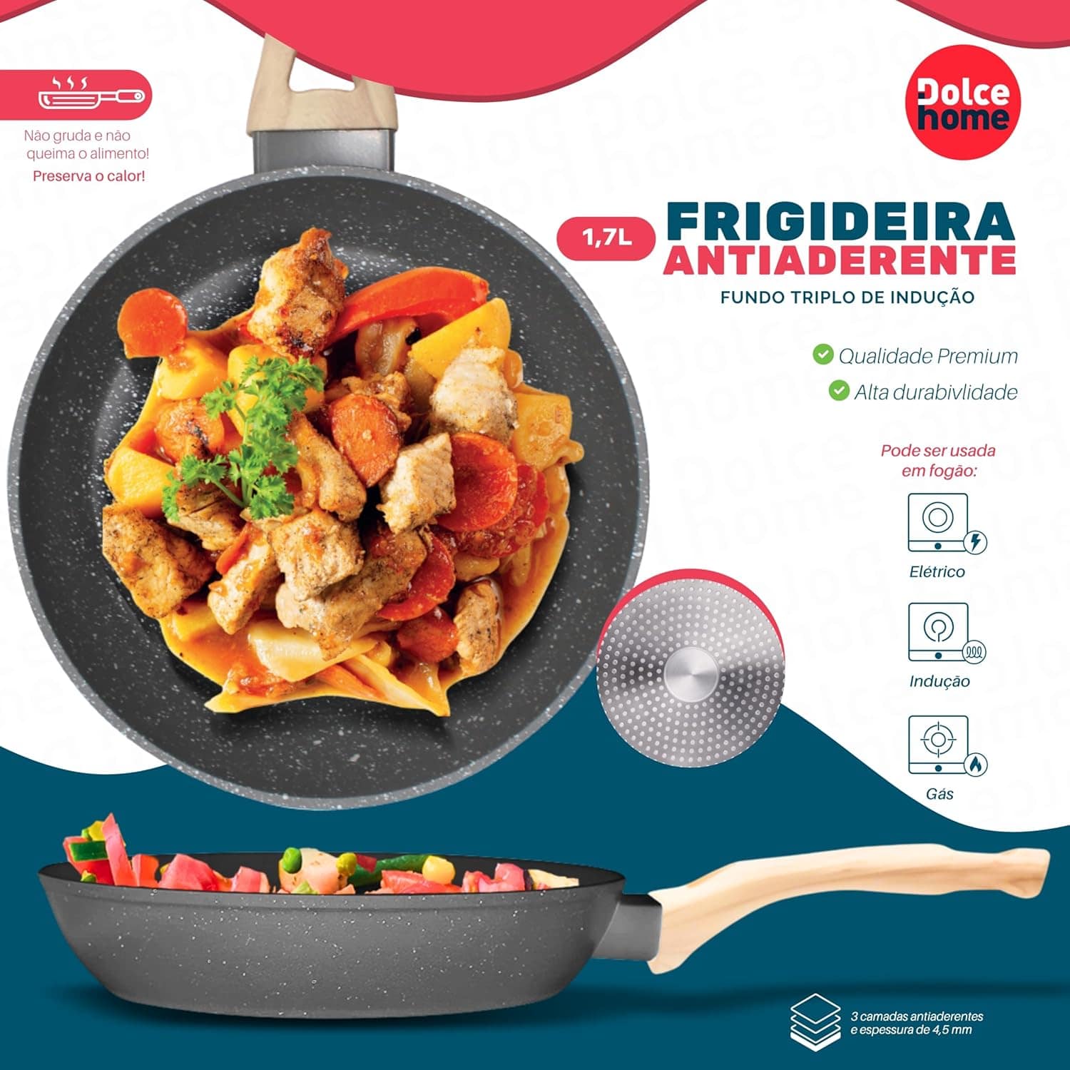 Frigideira Indução 24cm Fundo Triplo Revestimento Antiaderen... - Image 2