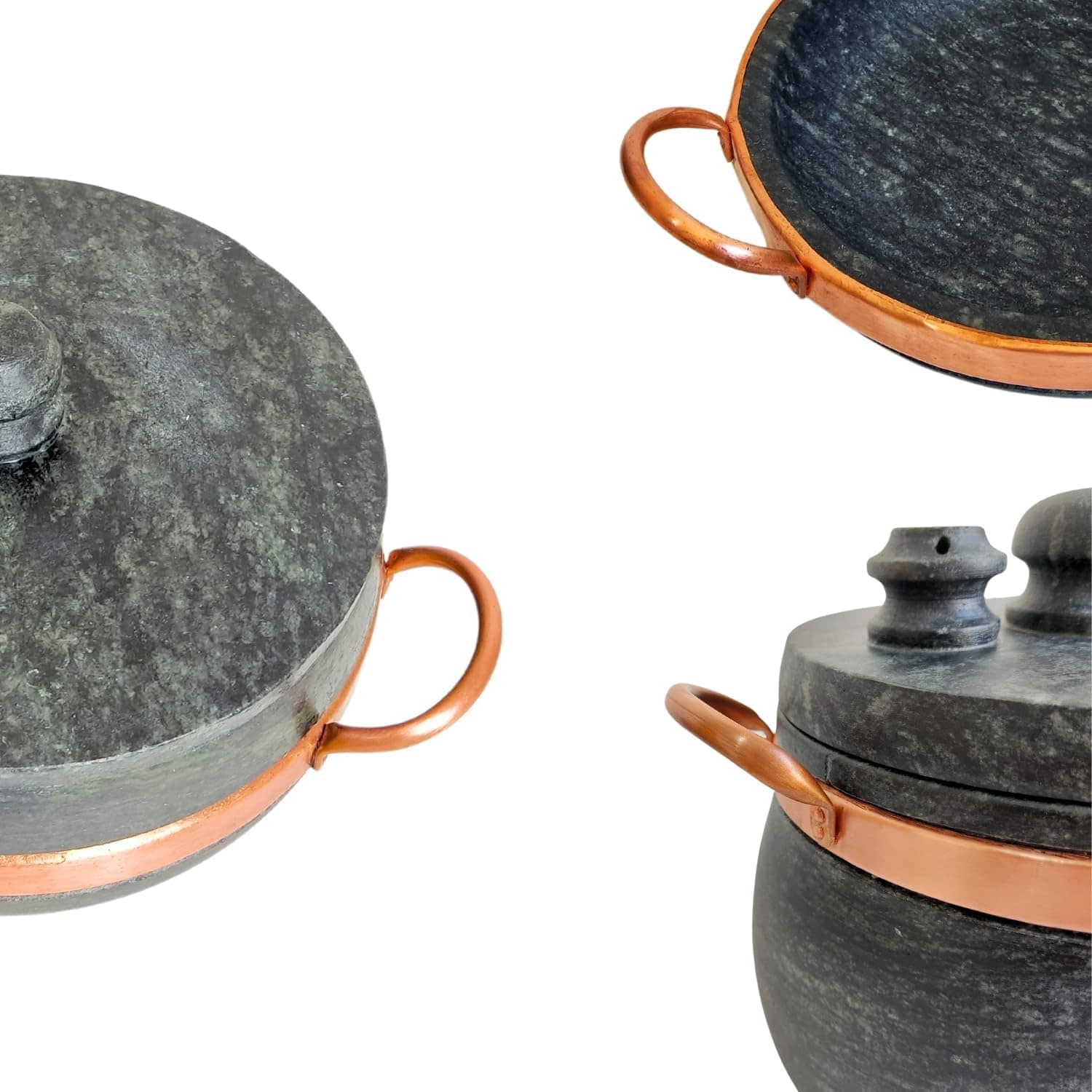 Kit 3 Panelas Pressão Frigideira Pedra Sabão Antiaderente Co... - Image 5