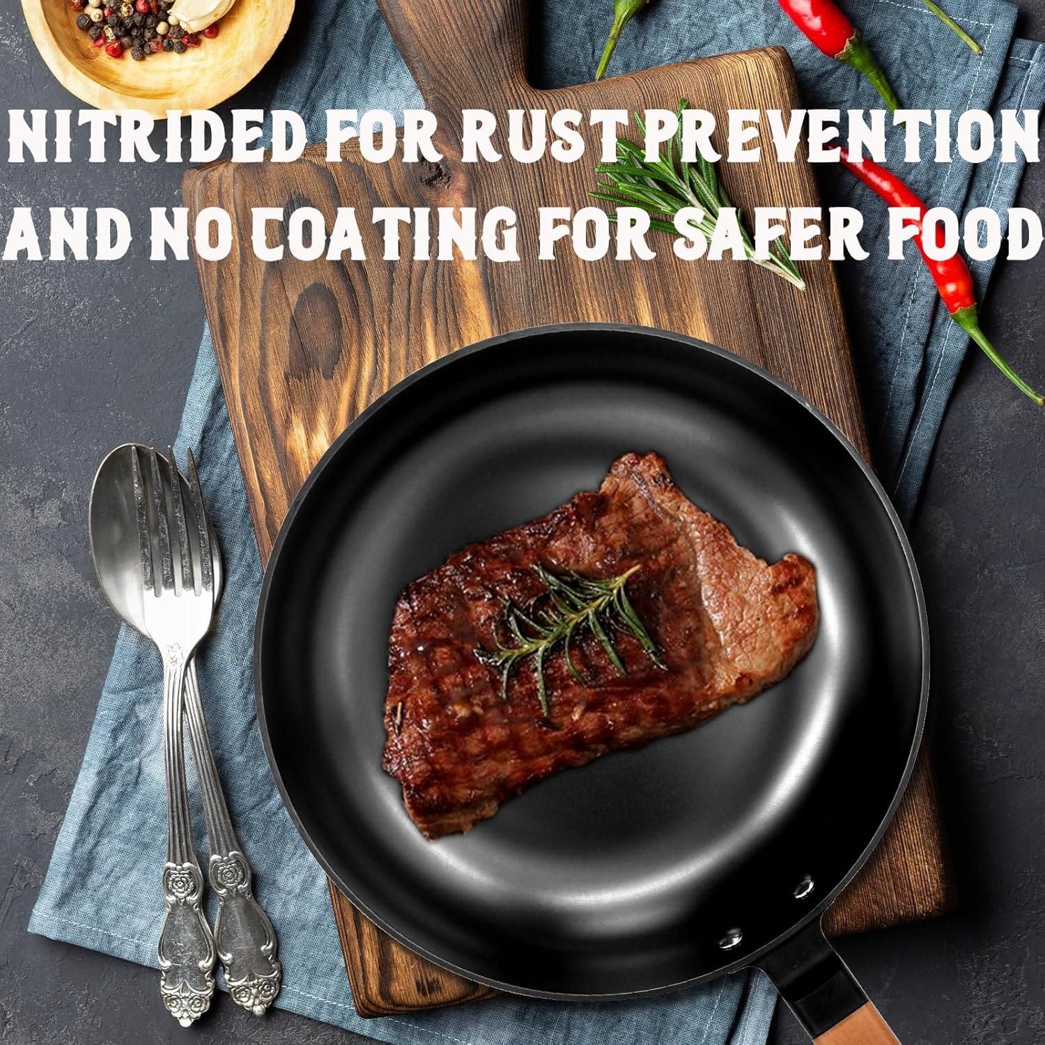 Frigideira de ferro fundido, tratamento de nitretação de 28 ... - Image 4