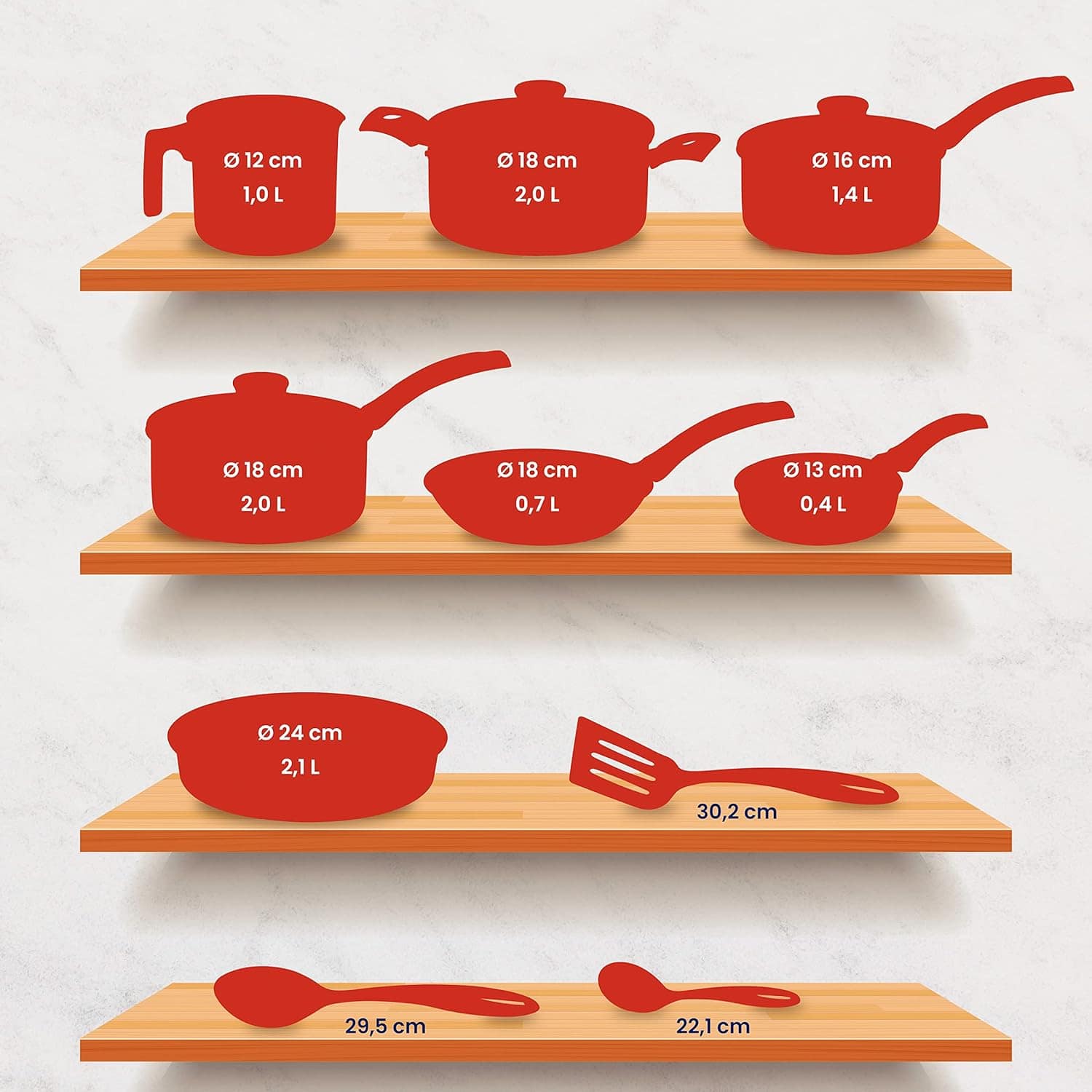 Kit para Cozinhar 10 Peças Turim Vermelho Tramontina - Panel... - Image 3