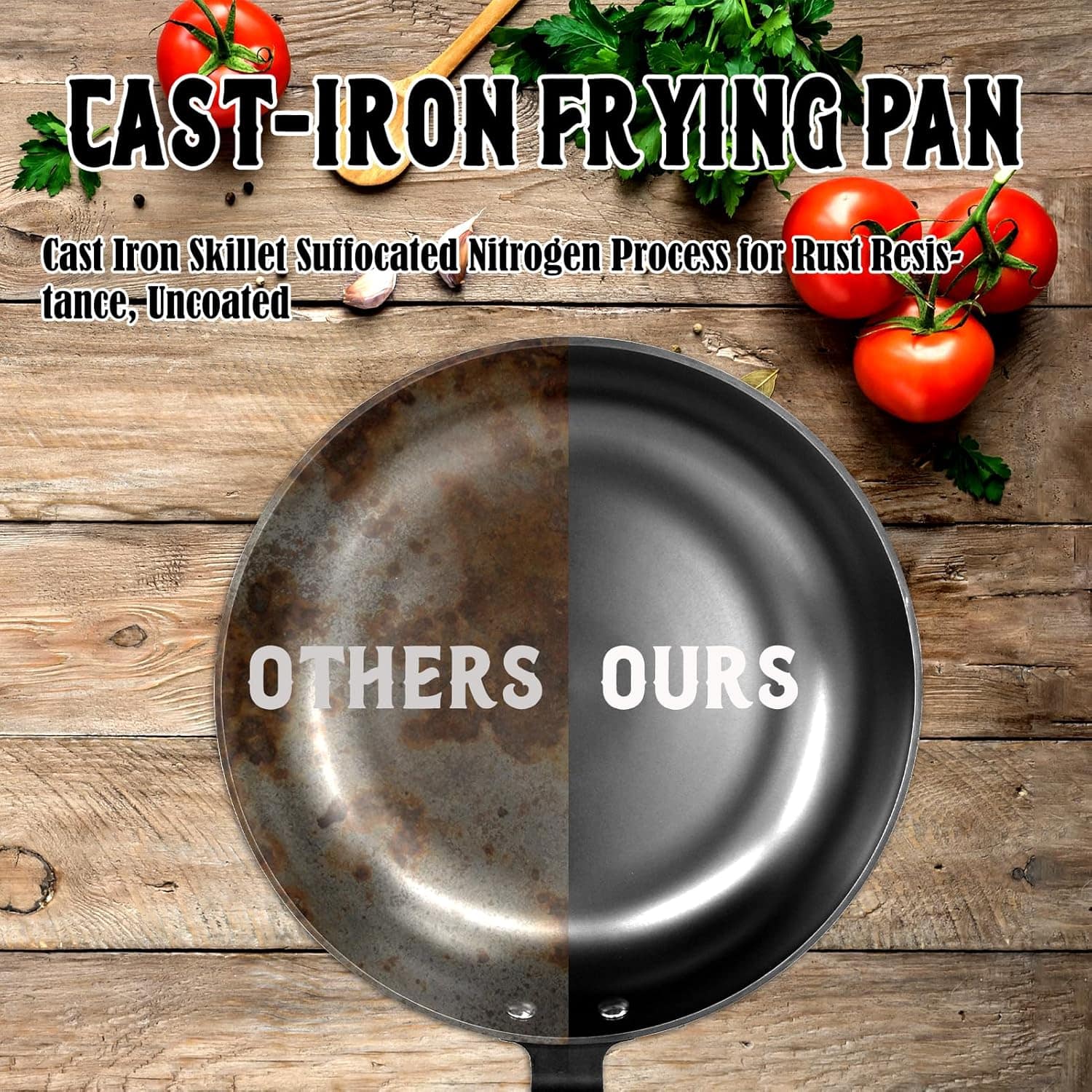 Frigideira de ferro fundido, tratamento de nitretação de 28 ... - Image 3