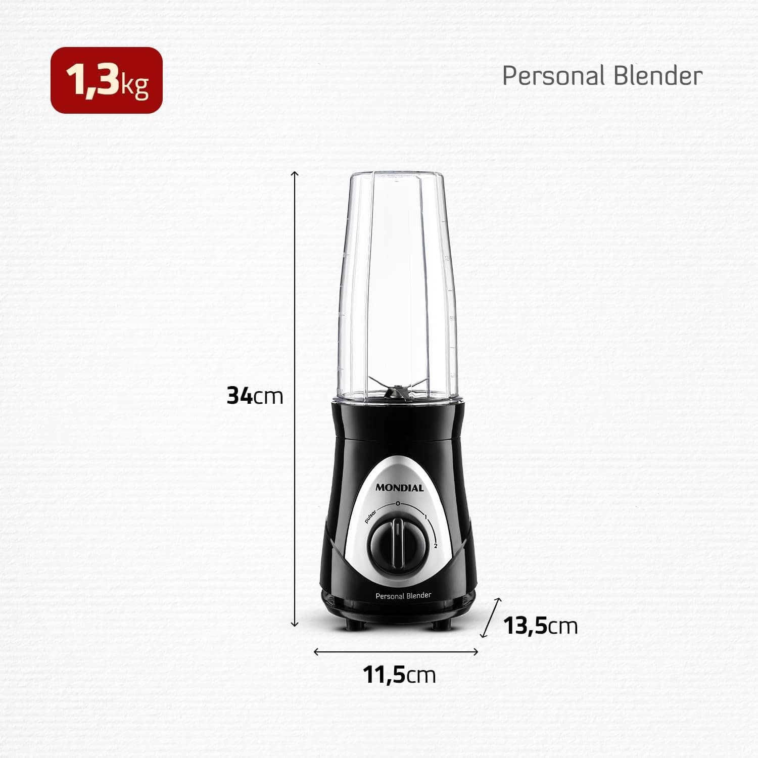 Personal Blender, Mondial, Preto/Prata, 300W, 110V - DG-01 - Image 7