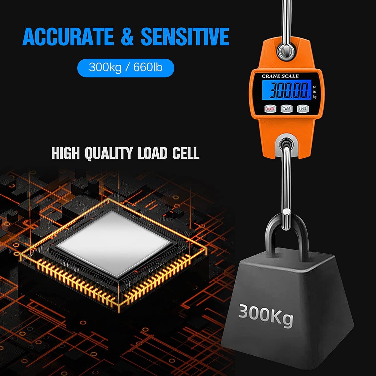 Domary Escala eletrônica de guindaste 300kg / 50g Balança di... - Image 5