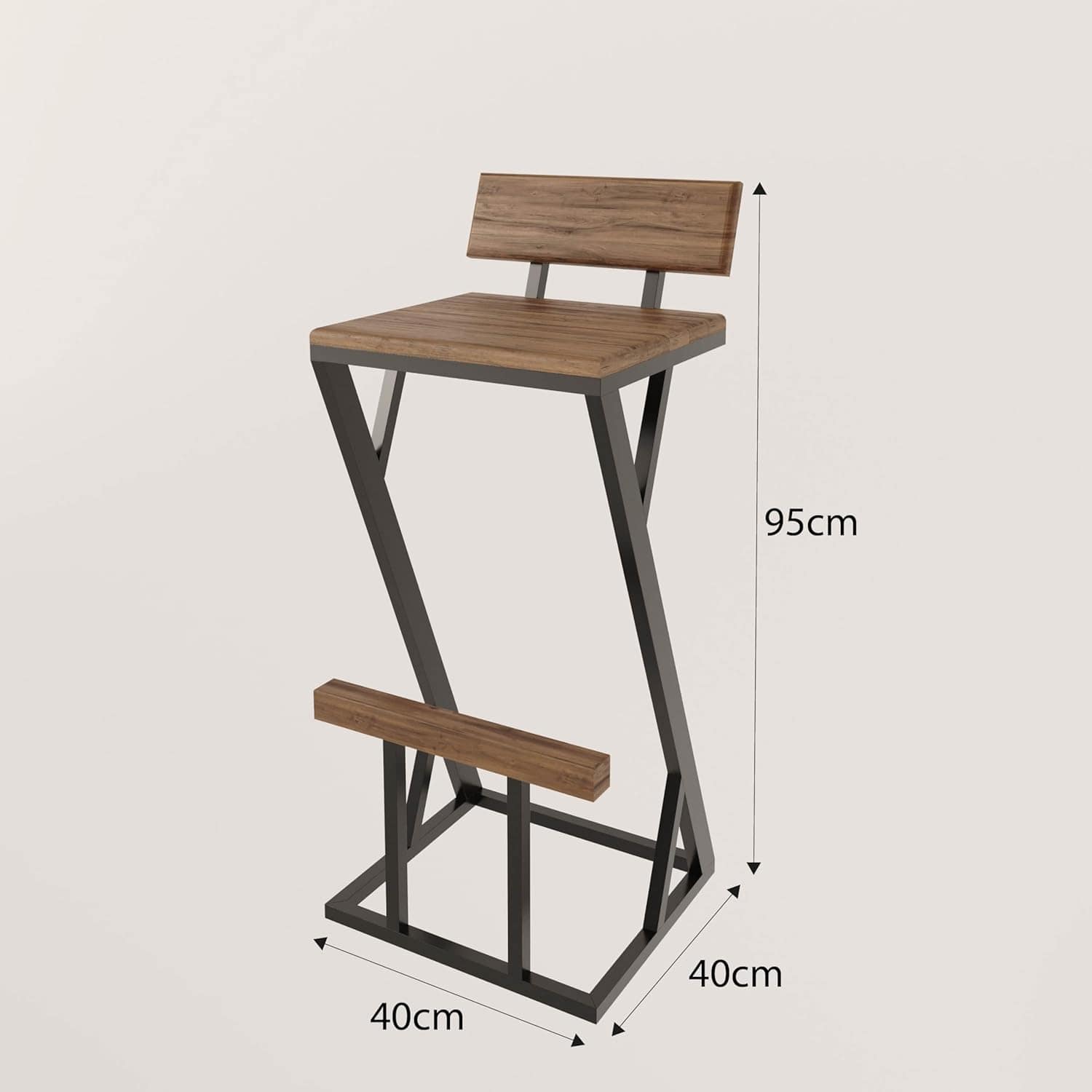 Banqueta Z Alta 95cm Bistrô Madeira Maciça e Aço Carbono Des... - Image 2