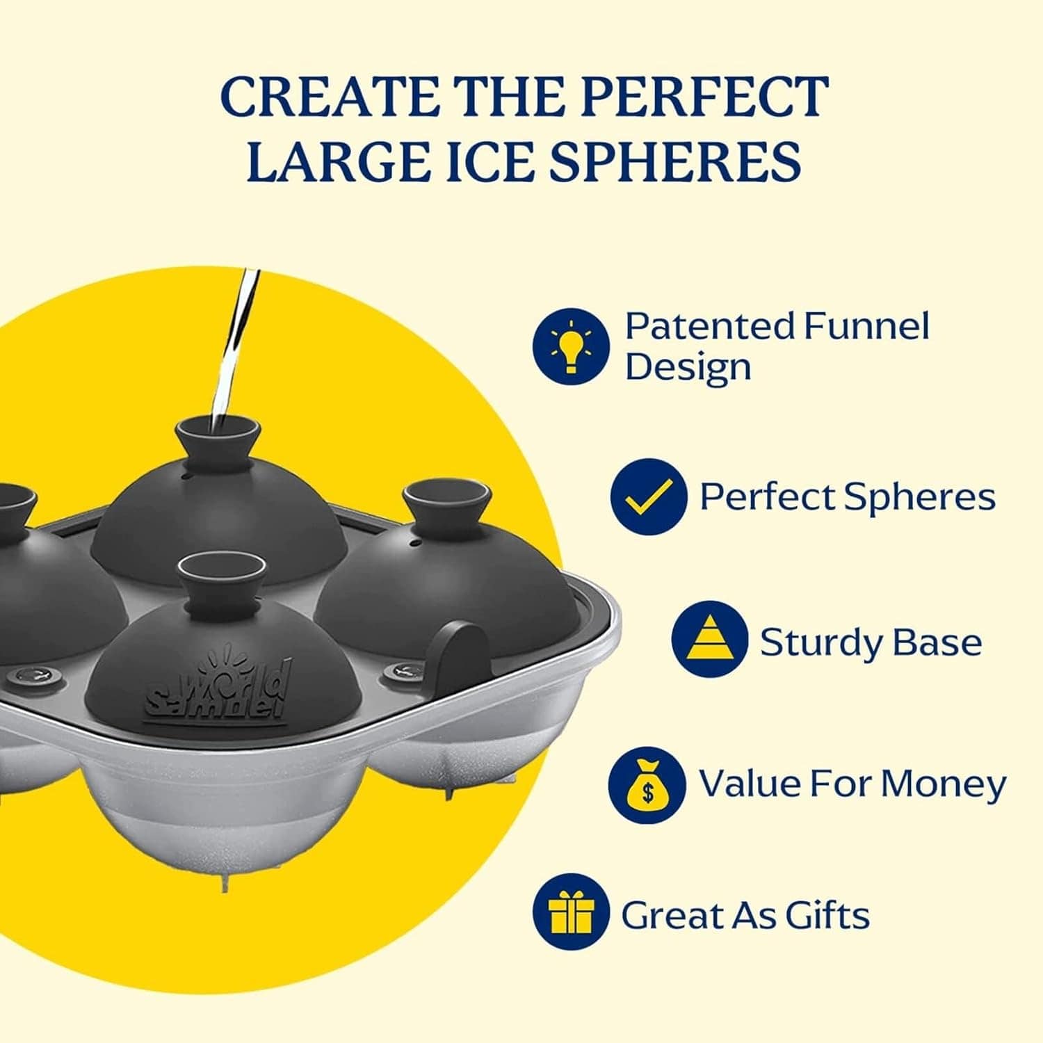 Samuelworld Bandejas de gelo grandes de silicone premium, cu... - Image 4