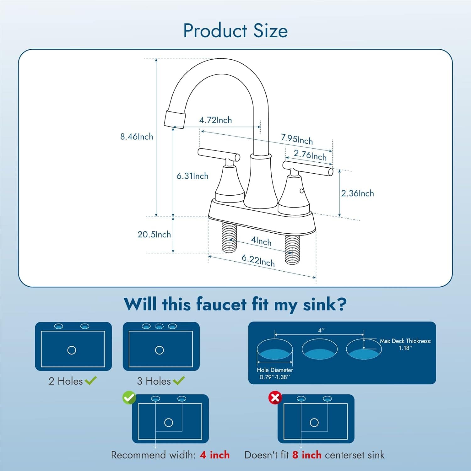 Cinwiny Torneiras de banheiro 10 cm centro torneira de pia d... - Image 5