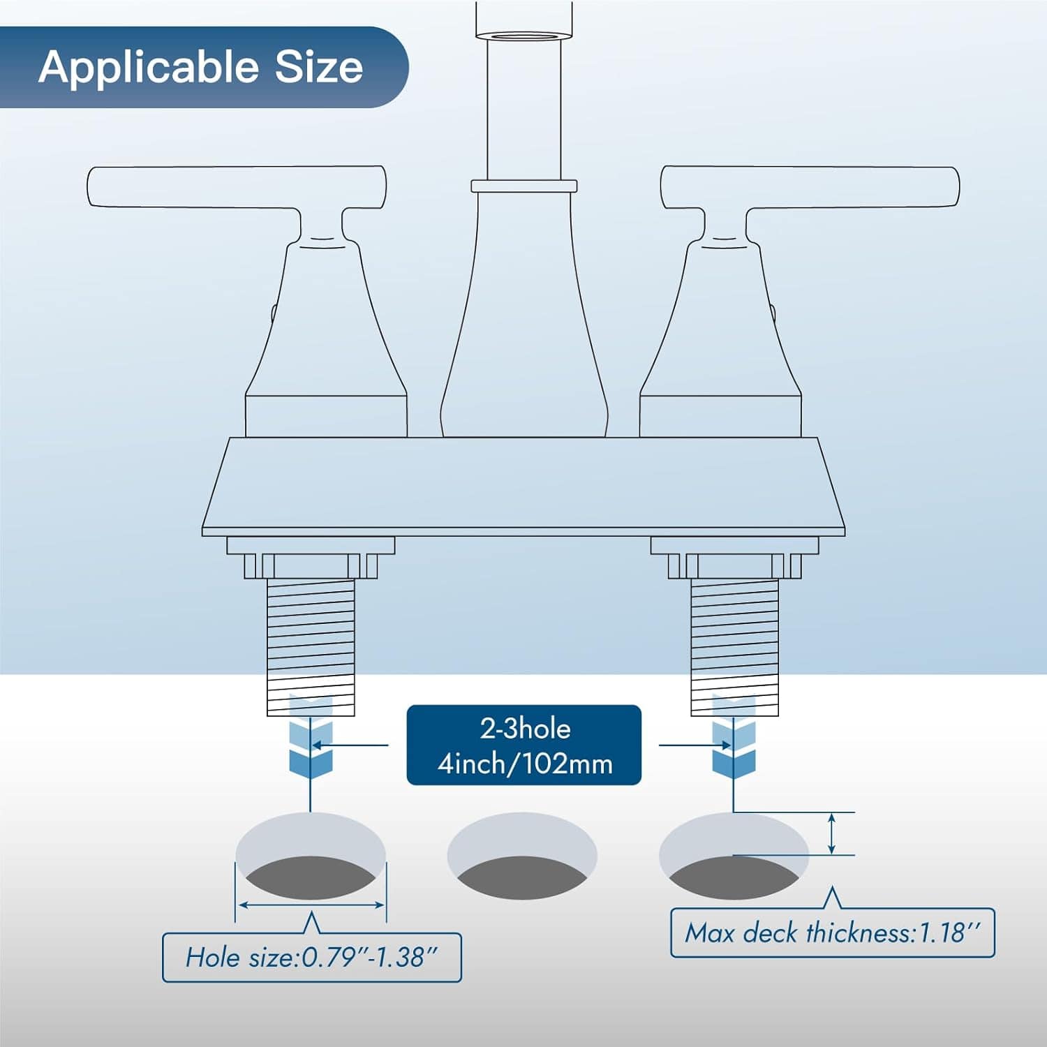 Cinwiny Torneiras de banheiro 10 cm centro torneira de pia d... - Image 3